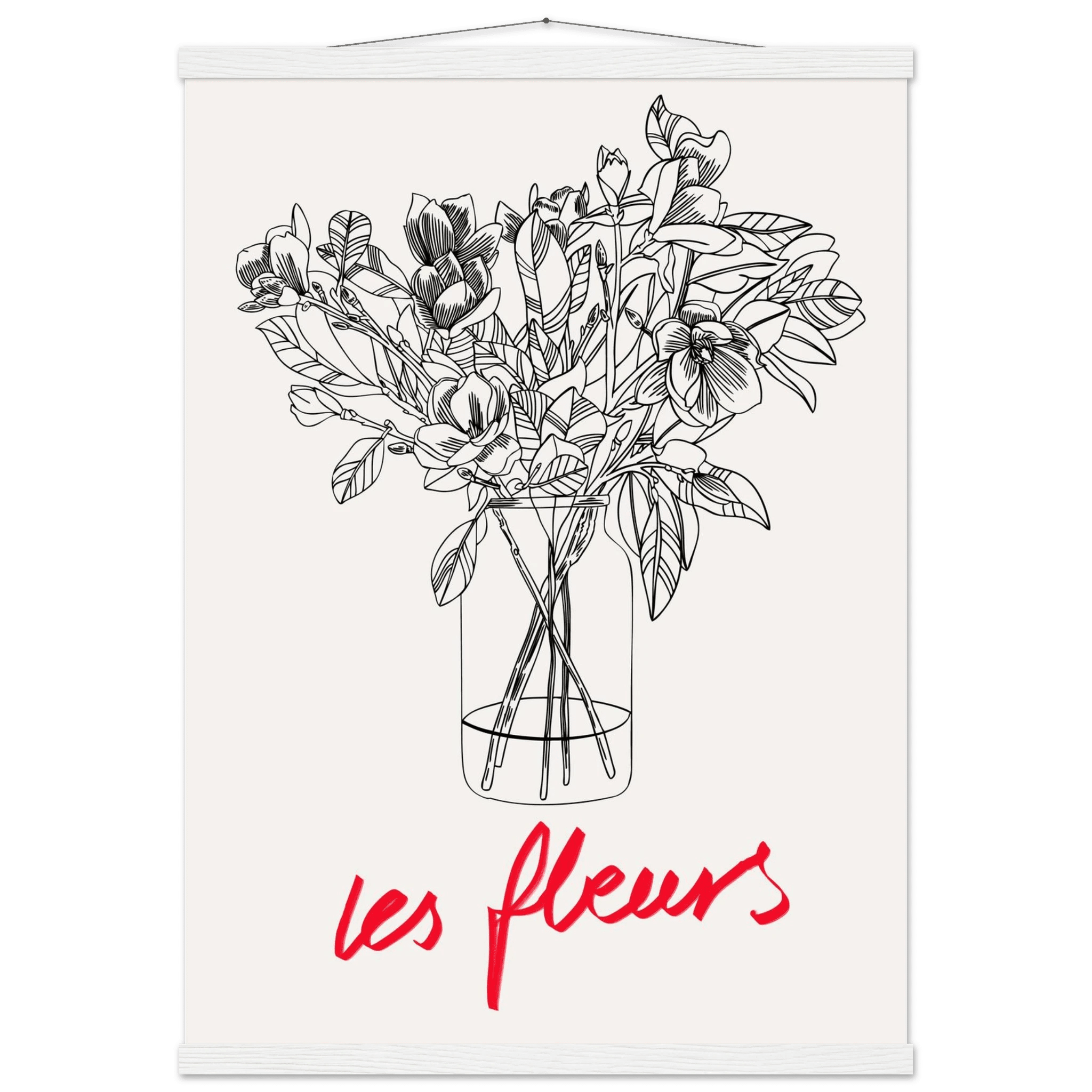 Les Fleurs Botanical Poster | French Flower Line Art Print | Minimalist Floral Wall Decor - Evergreen Posters