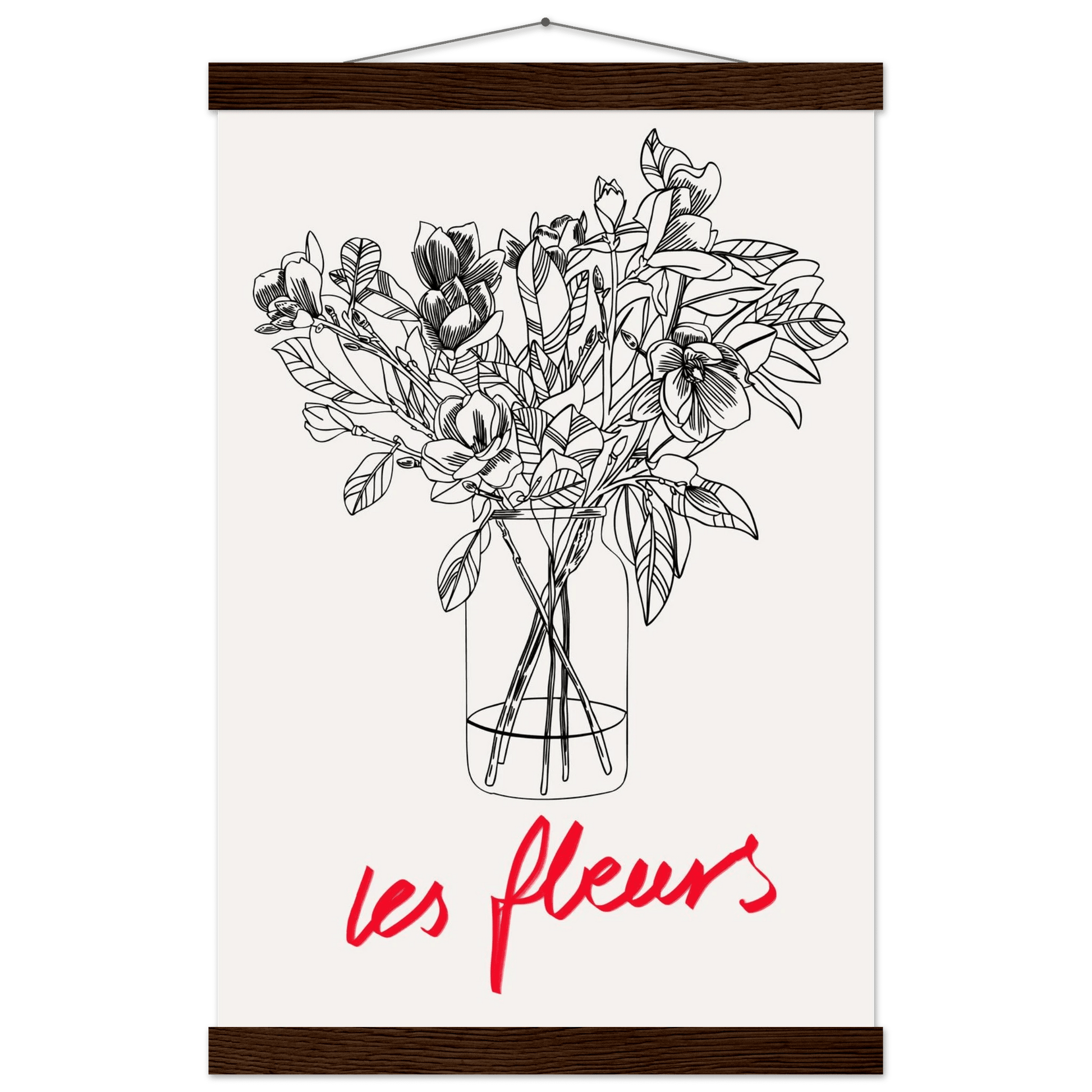Les Fleurs Botanical Poster | French Flower Line Art Print | Minimalist Floral Wall Decor - Evergreen Posters