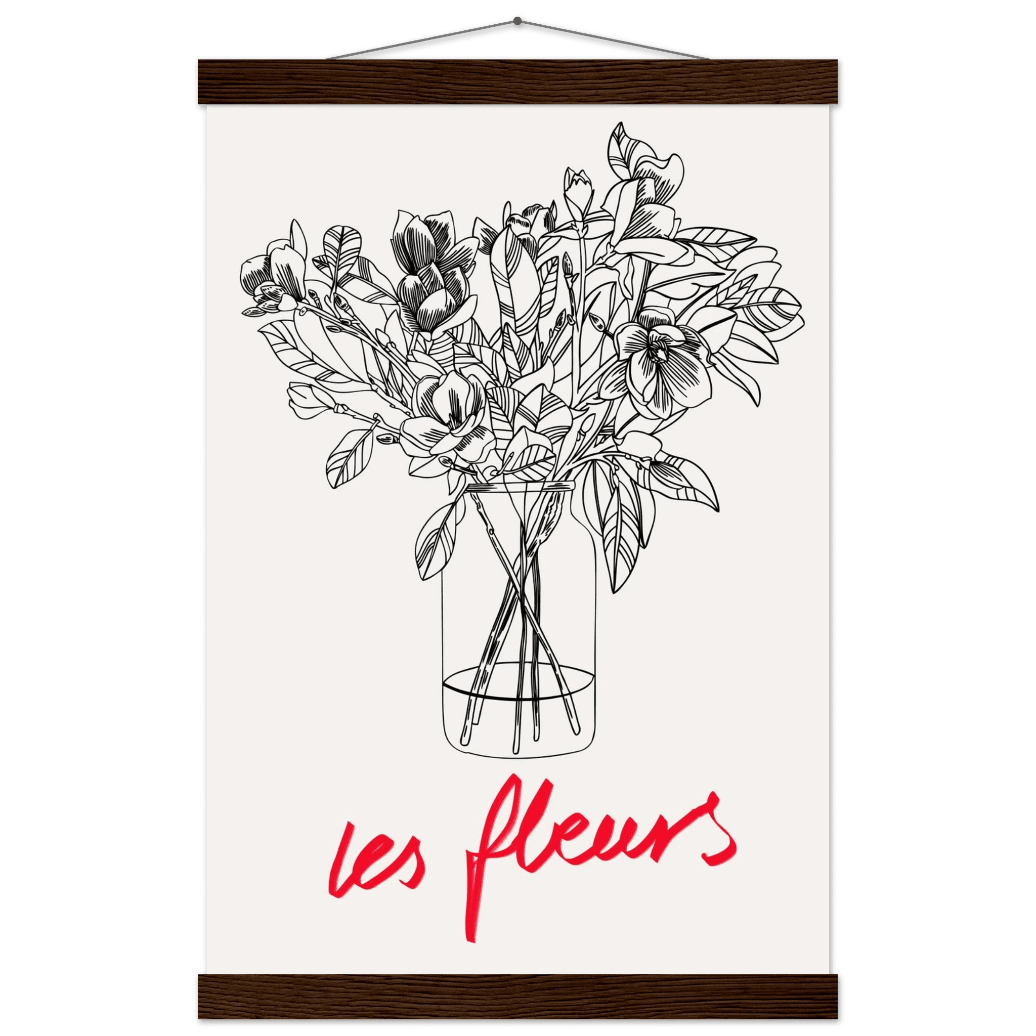 Les Fleurs Botanical Poster | French Flower Line Art Print | Minimalist Floral Wall Decor - Evergreen Posters