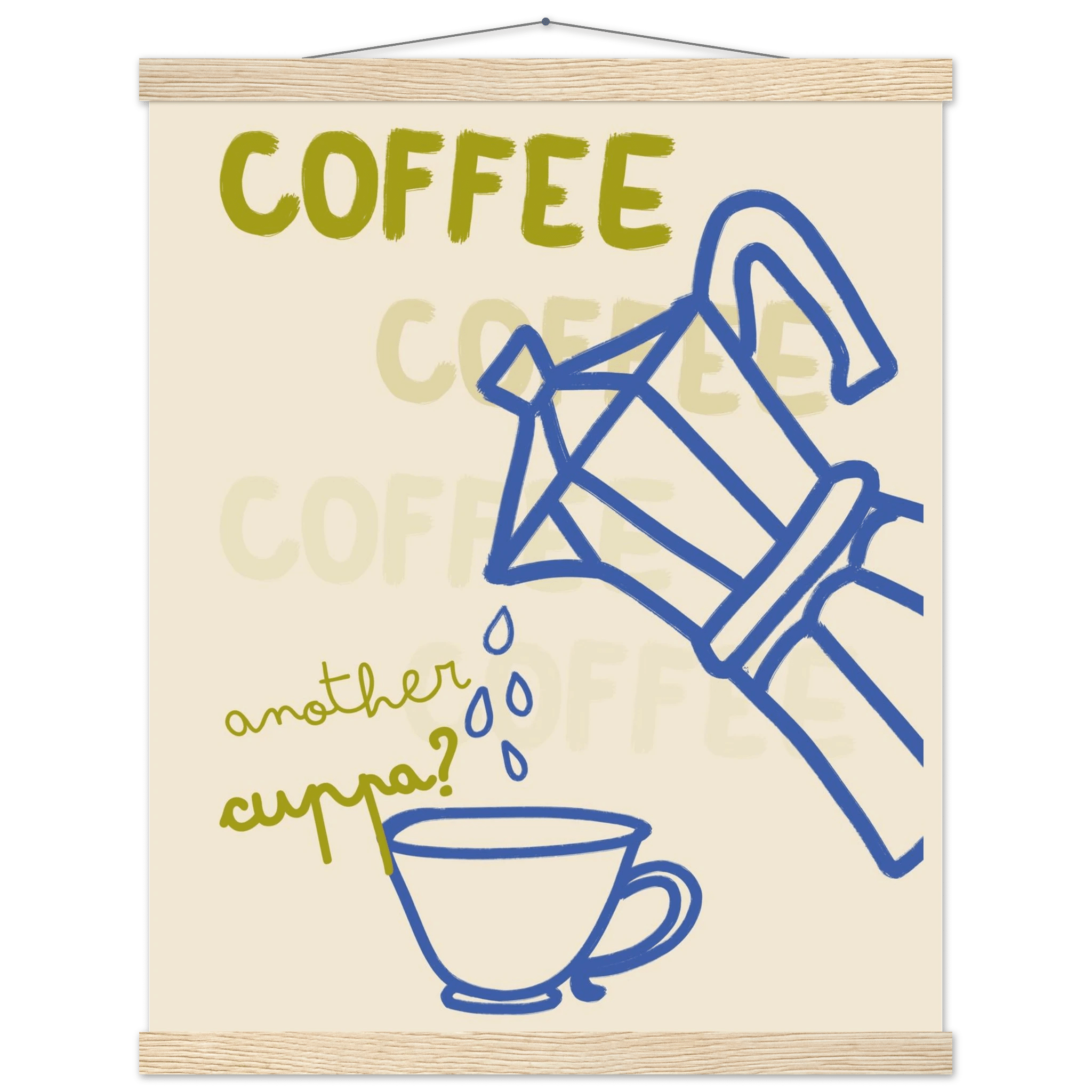 Coffee Print | Another Cuppa Moka Pot Wall Art | Kitchen Coffee Poster - Evergreen Posters
