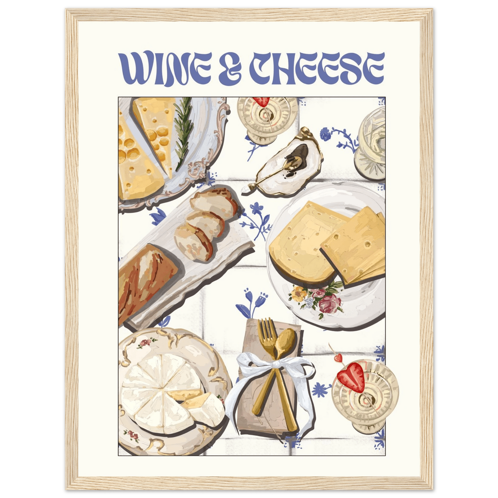 Wine & Cheese Poster – Elegant Kitchen & Dining Wall Art Print (Digital & Printed Options) - Evergreen Posters