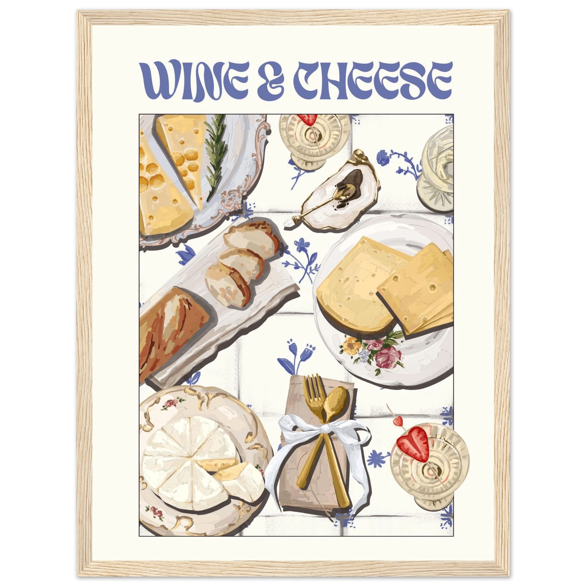 Wine & Cheese Poster – Elegant Kitchen & Dining Wall Art Print (Digital & Printed Options) - Evergreen Posters