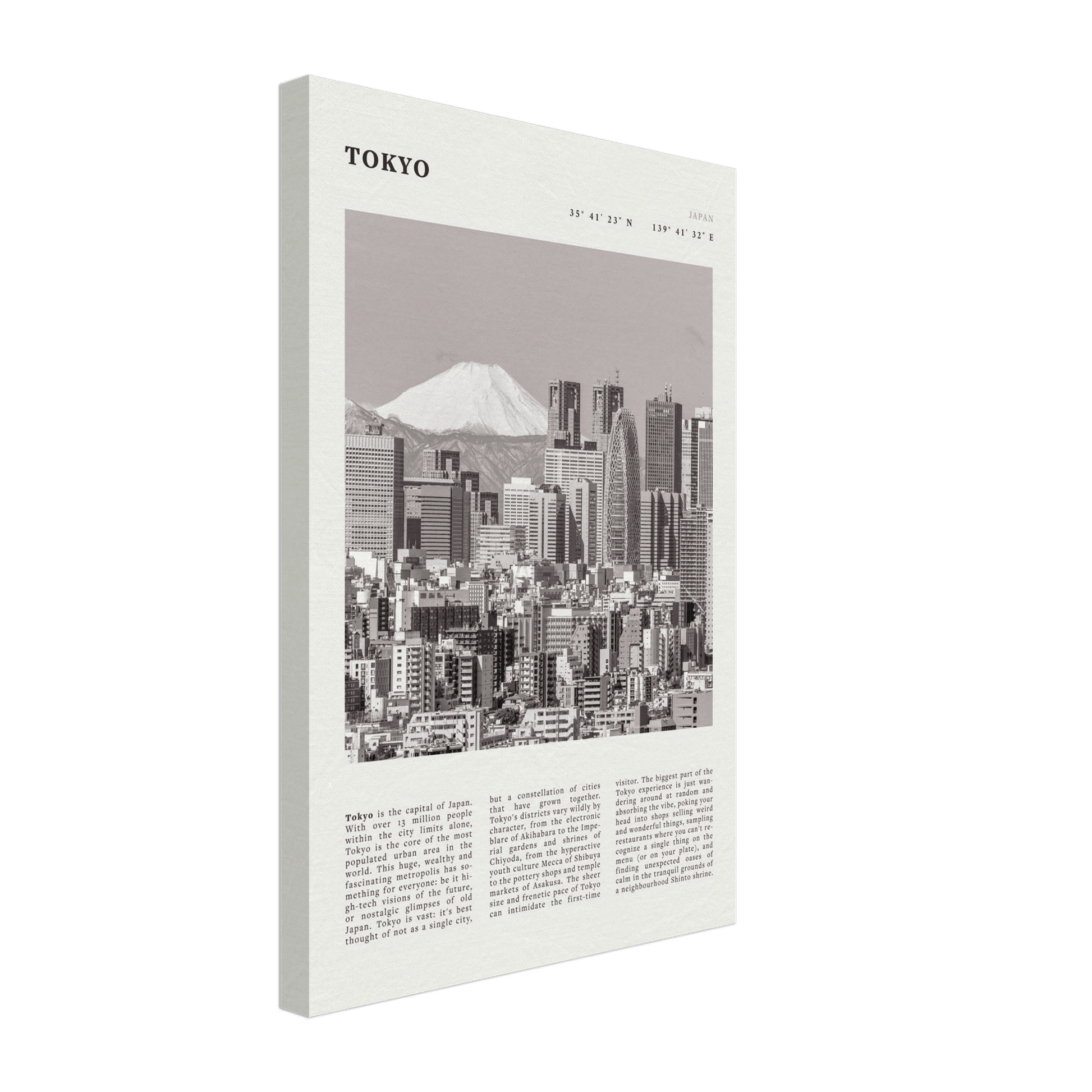Tokyo Poster | Black & White Mount Fuji Skyline Wall Art | Japan Travel Print - Evergreen Posters