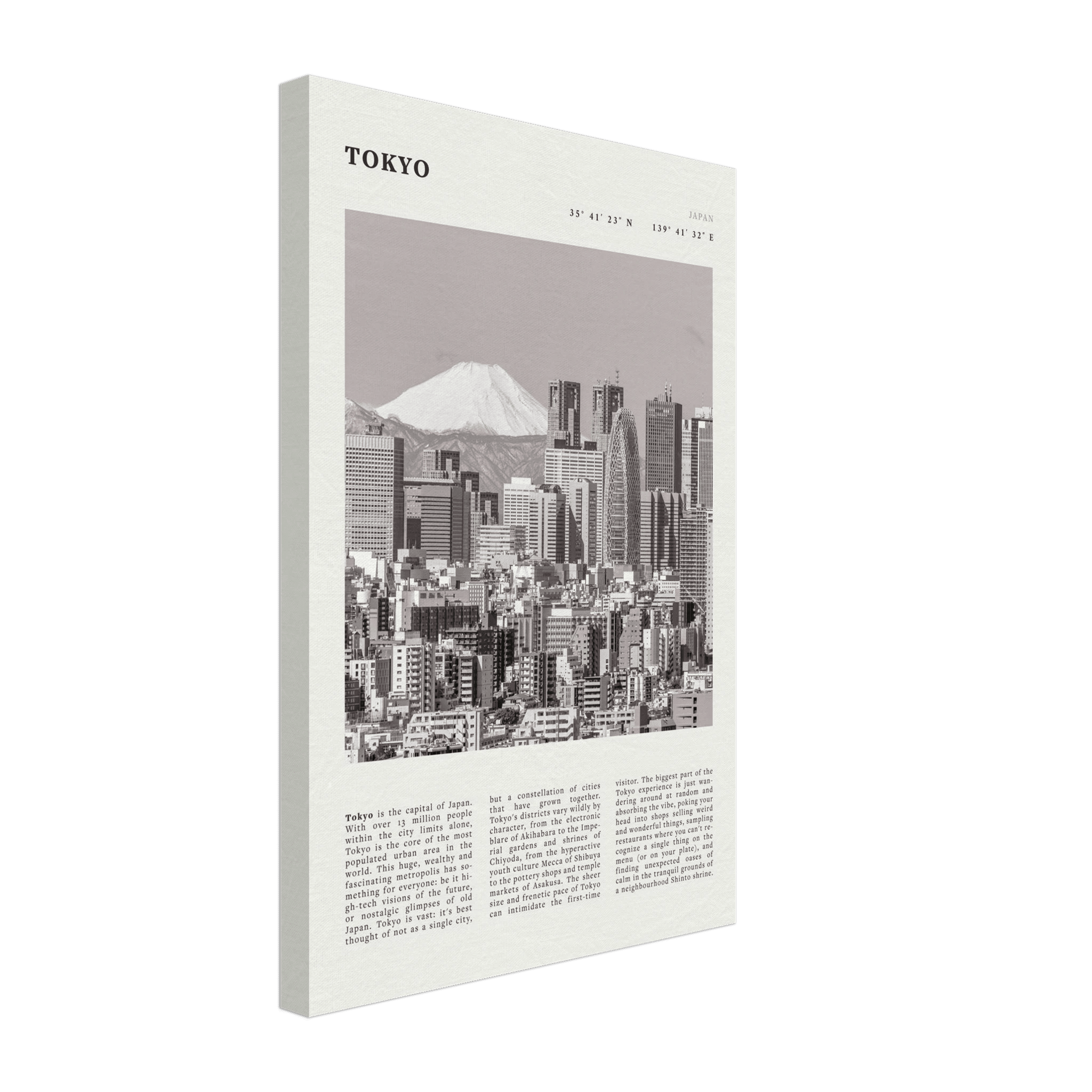 Tokyo Poster | Black & White Mount Fuji Skyline Wall Art | Japan Travel Print - Evergreen Posters