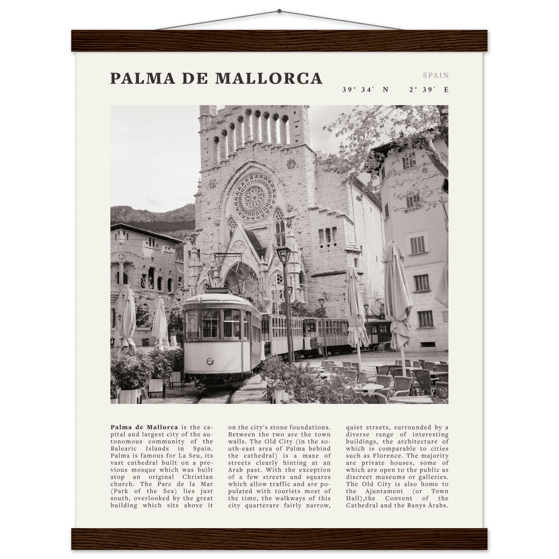 Palma de Mallorca Poster | Black & White Spain Wall Art | Travel Print | Mediterranean Decor - Evergreen Posters