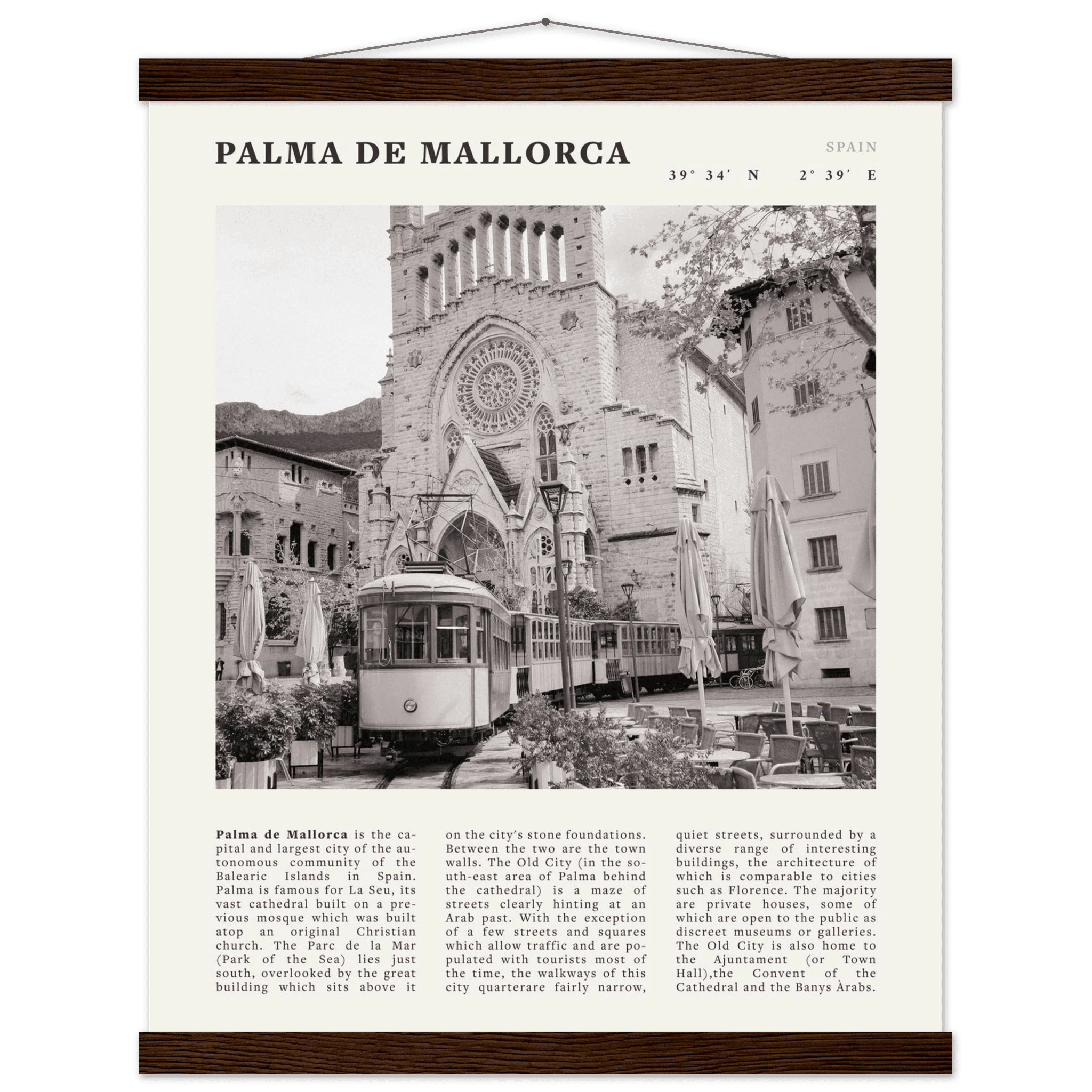 Palma de Mallorca Poster | Black & White Spain Wall Art | Travel Print | Mediterranean Decor - Evergreen Posters