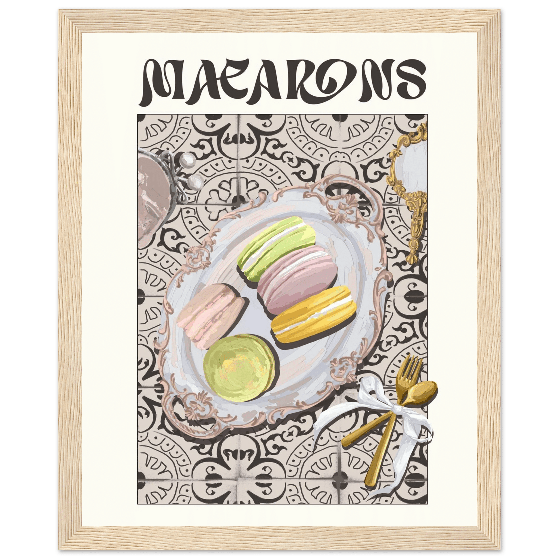 Macarons Poster – Playful French Patisserie Kitchen Wall Art Print (Digital & Printed Options) - Evergreen Posters