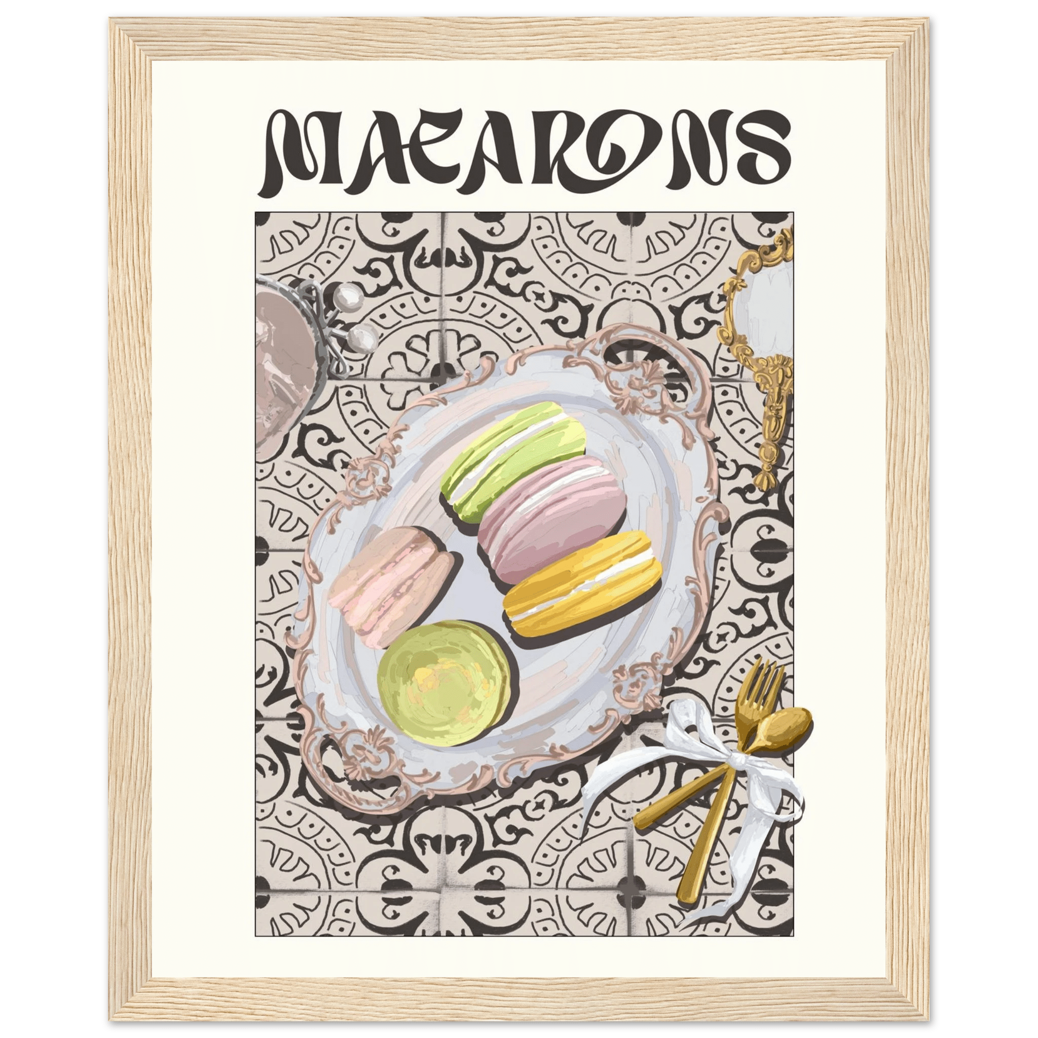 Macarons Poster – Playful French Patisserie Kitchen Wall Art Print (Digital & Printed Options) - Evergreen Posters