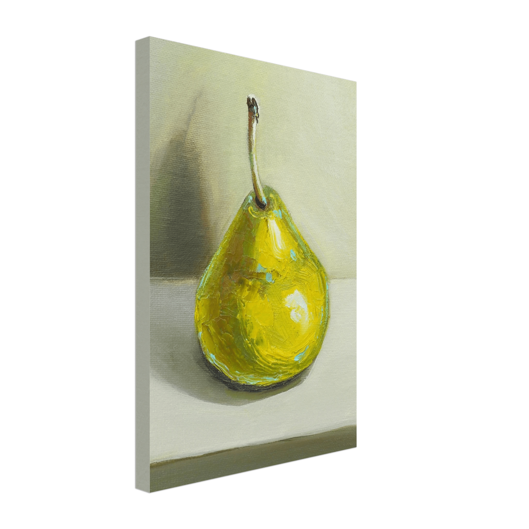 Pear Print | Green Pear Oil Painting Wall Art | Kitchen Poster - Evergreen Posters