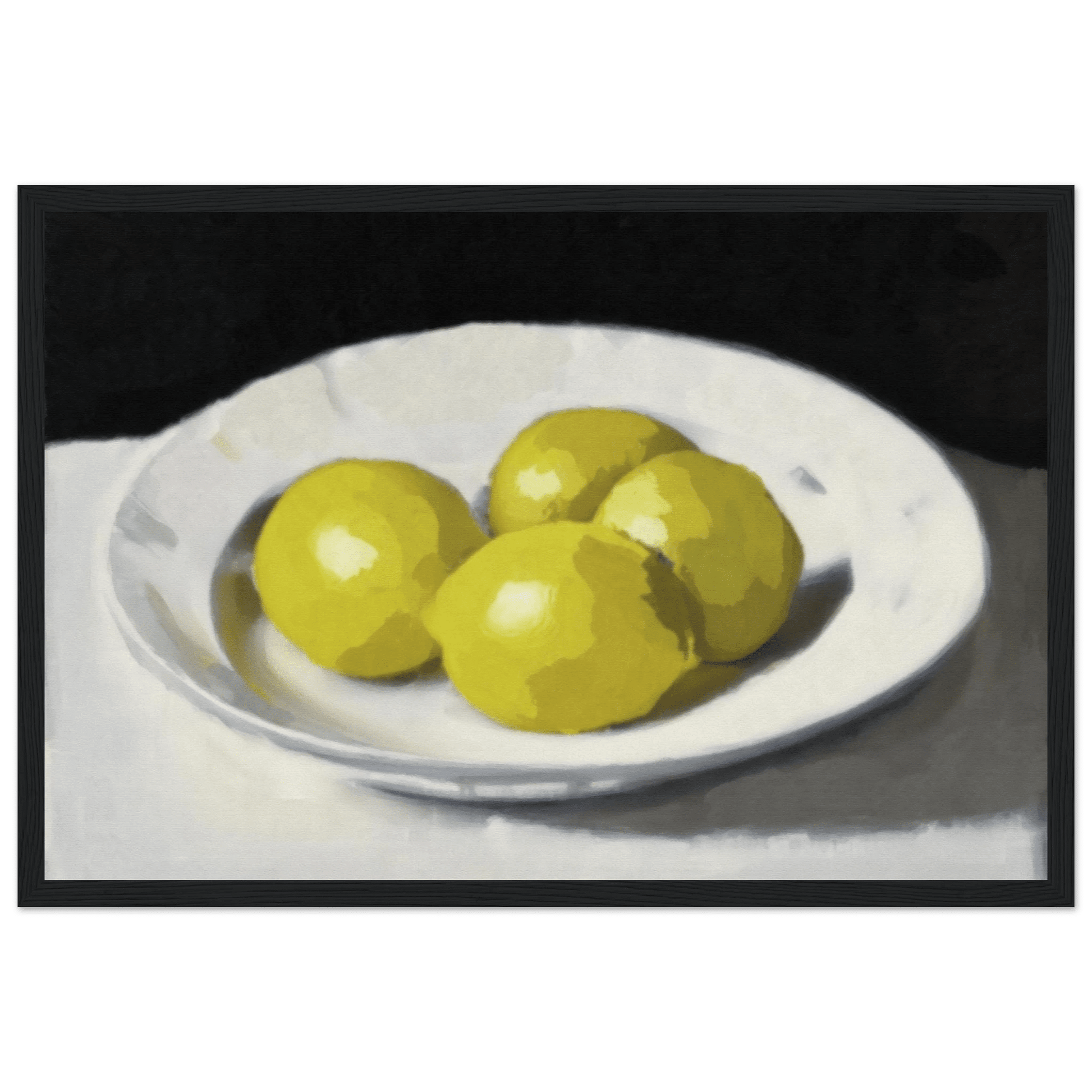 Lemons Print | Three Lemons Oil Painting Wall Art | Kitchen Still Life Poster - Evergreen Posters