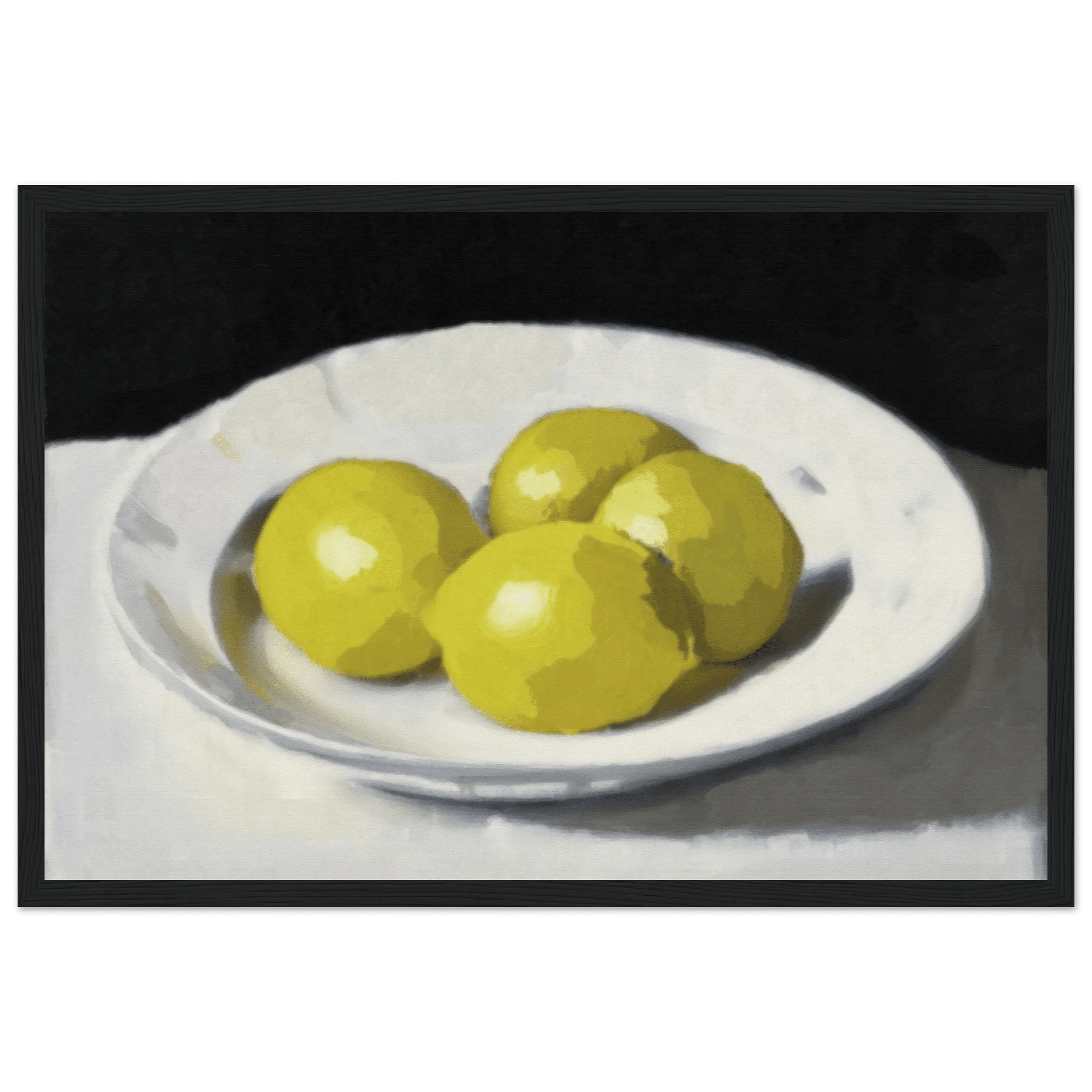 Lemons Print | Three Lemons Oil Painting Wall Art | Kitchen Still Life Poster - Evergreen Posters