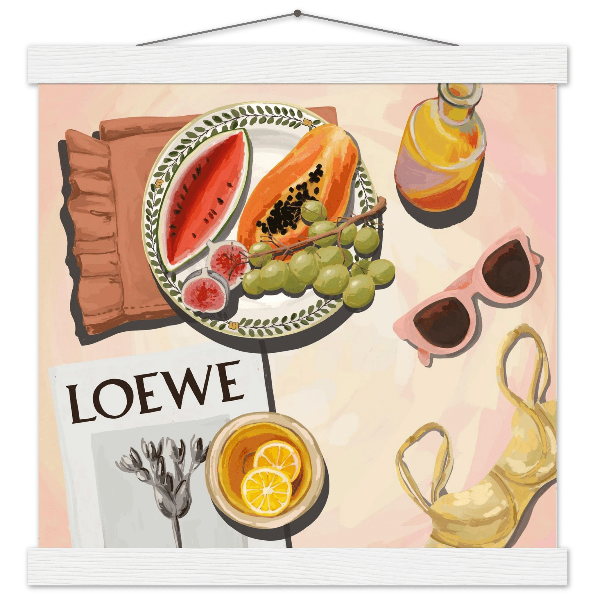 Loewe Summer Fruits Poster | Dopamine Decor Food Wall Art | Pastel Square Kitchen Print - Evergreen Posters - 20