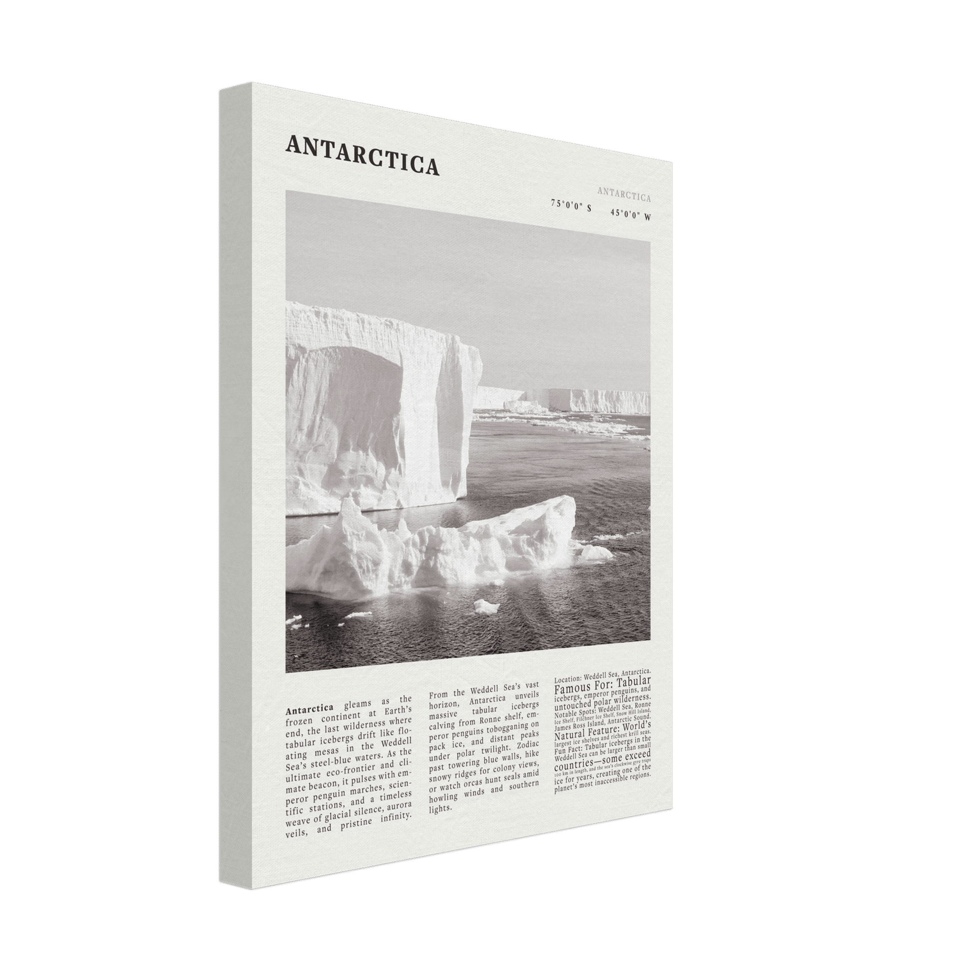 Antarctica Poster Black and White – Vintage Weddell Sea Iceberg Print (Digital & Printed Options) - Evergreen Posters