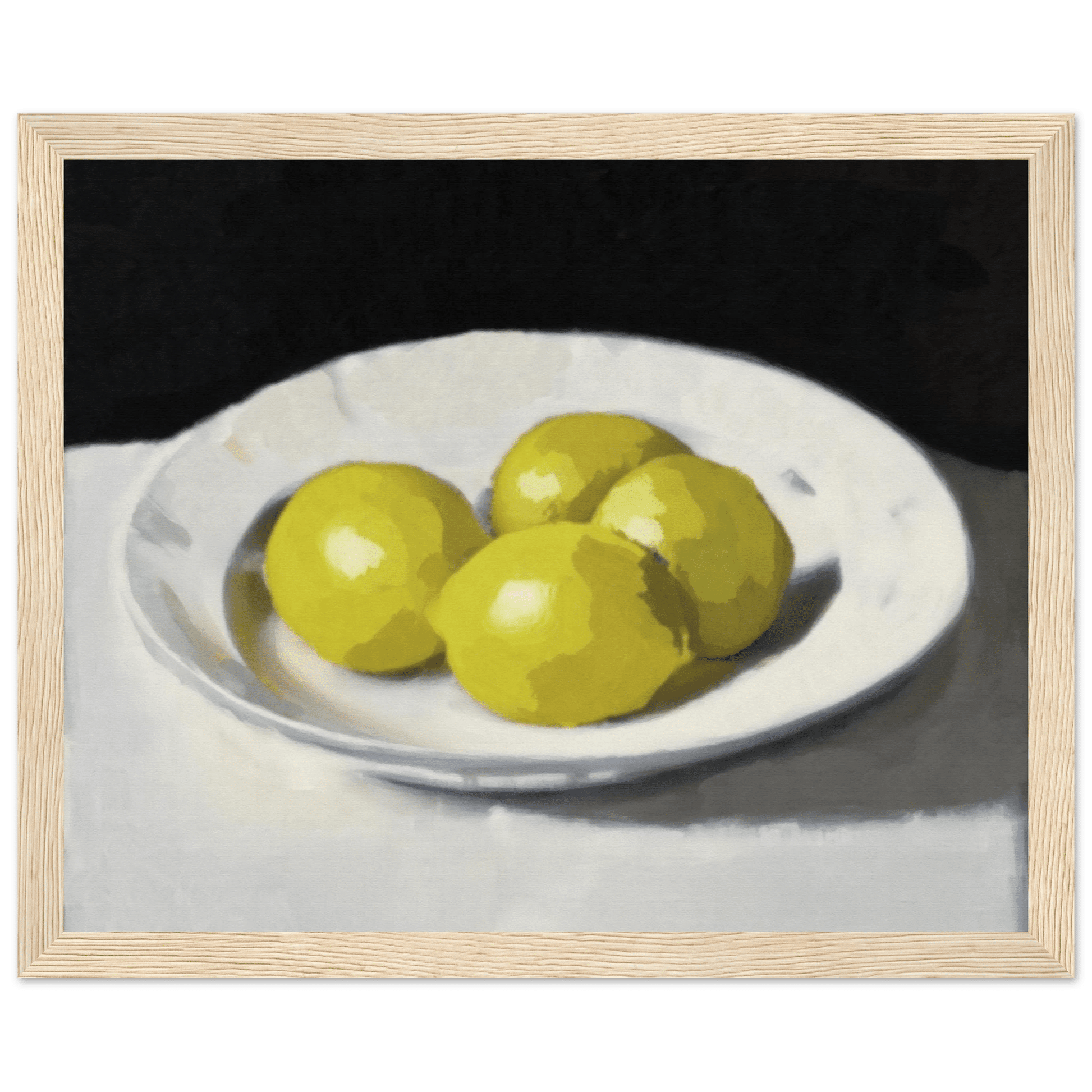 Lemons Print | Three Lemons Oil Painting Wall Art | Kitchen Still Life Poster - Evergreen Posters