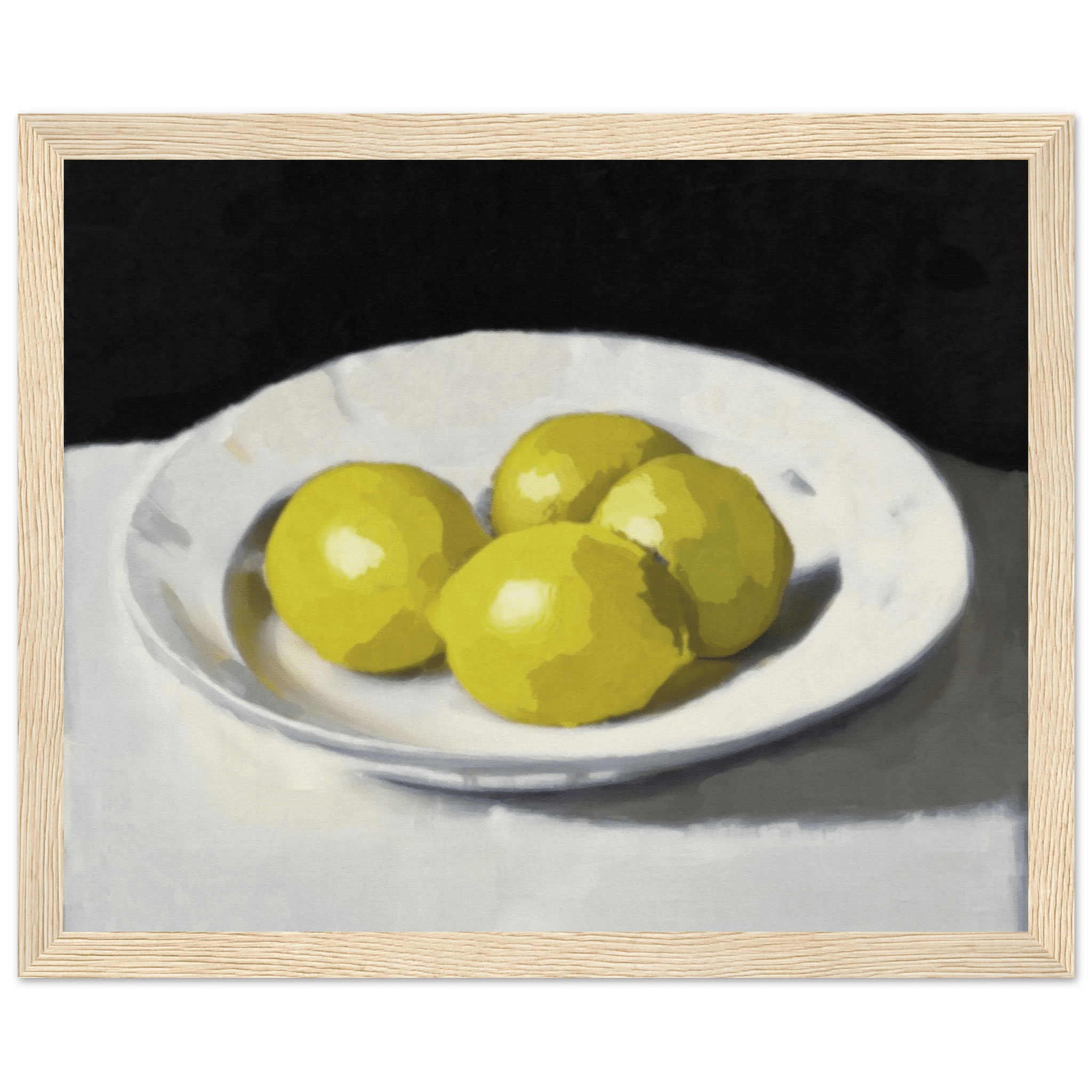 Lemons Print | Three Lemons Oil Painting Wall Art | Kitchen Still Life Poster - Evergreen Posters