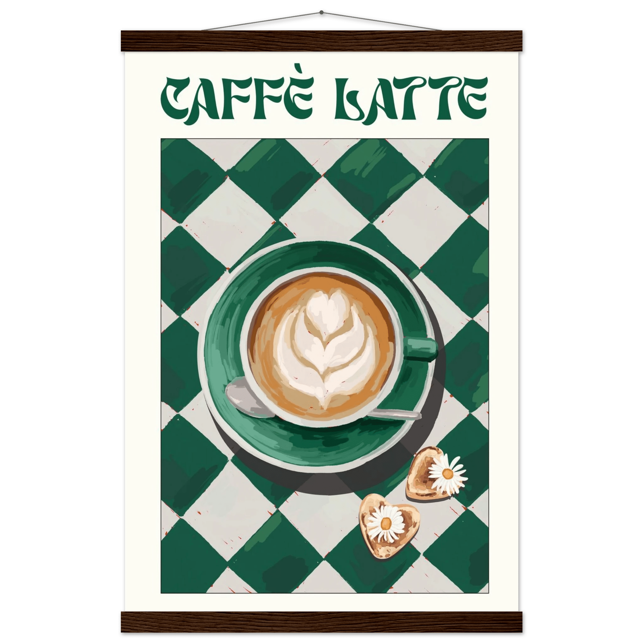 Caffè Latte Poster – Playful Coffee Kitchen Wall Art Print (Digital & Printed Options) - Evergreen Posters