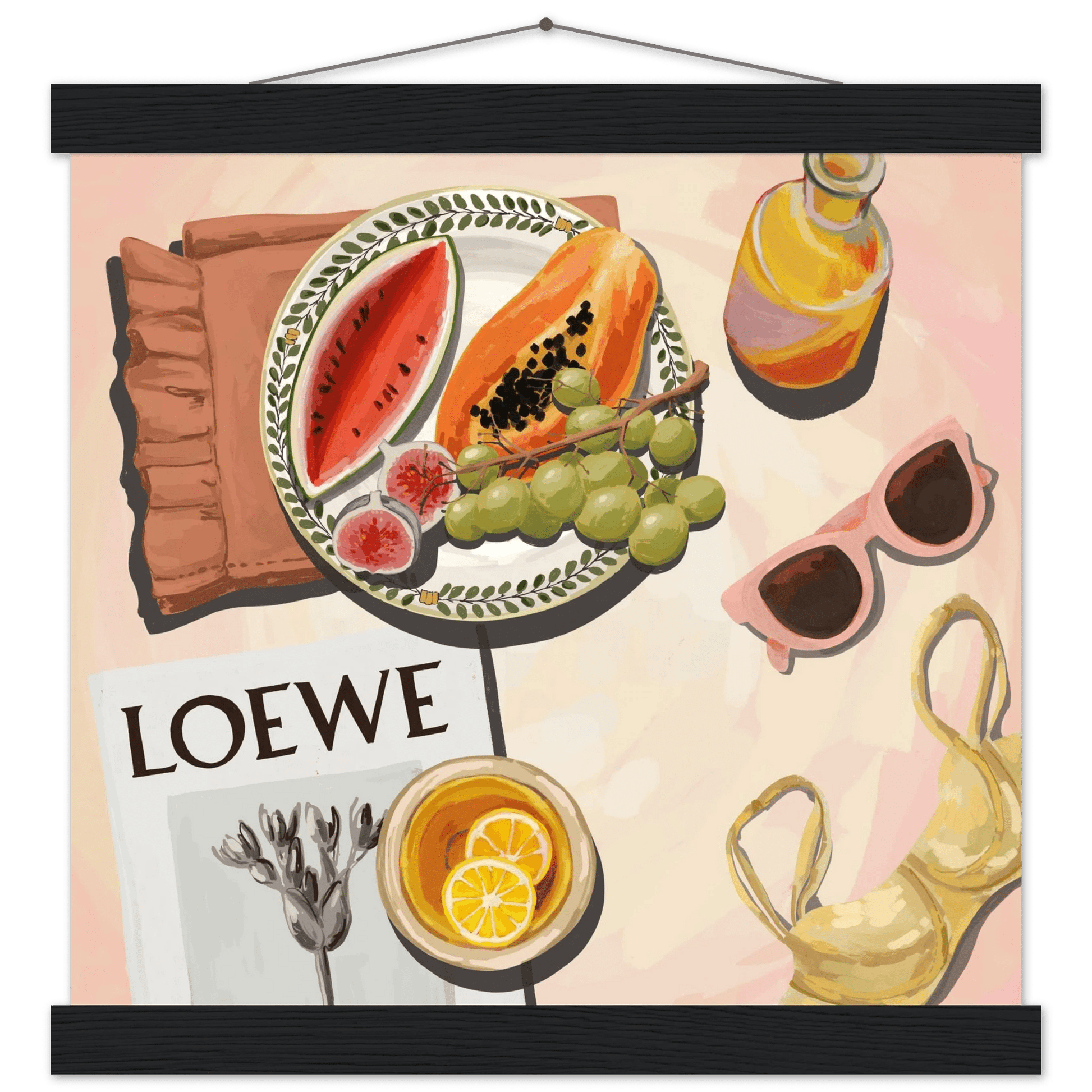 Loewe Summer Fruits Poster | Dopamine Decor Food Wall Art | Pastel Square Kitchen Print - Evergreen Posters - 27