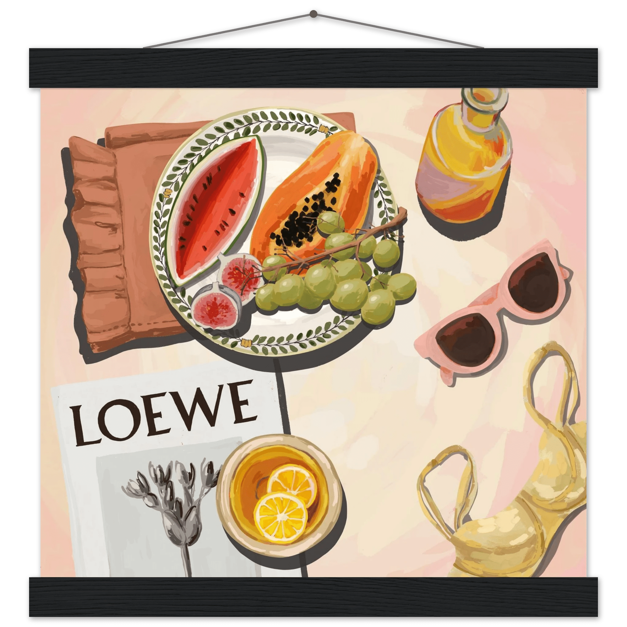 Loewe Summer Fruits Poster | Dopamine Decor Food Wall Art | Pastel Square Kitchen Print - Evergreen Posters - 27