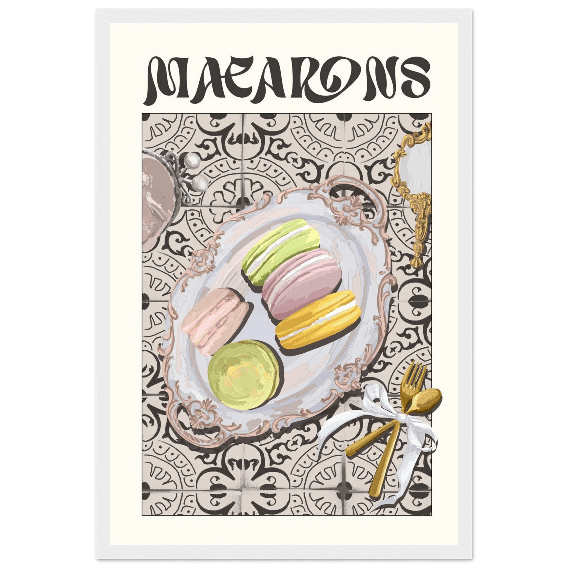 Macarons Poster – Playful French Patisserie Kitchen Wall Art Print (Digital & Printed Options) - Evergreen Posters