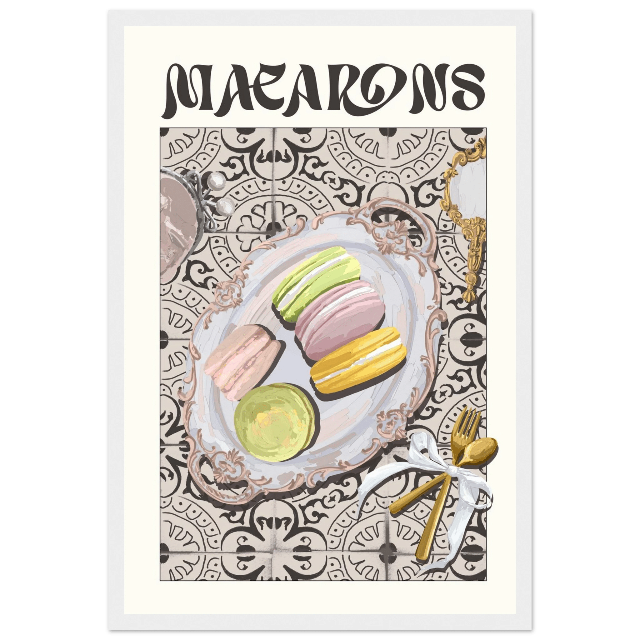 Macarons Poster – Playful French Patisserie Kitchen Wall Art Print (Digital & Printed Options) - Evergreen Posters