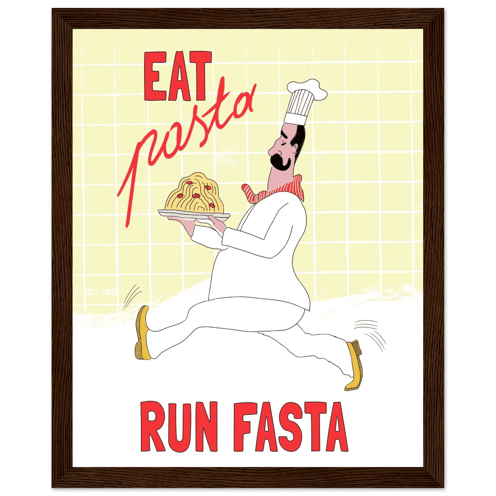 Eat Pasta Run Fasta Poster – Playful Kitchen Wall Art Print (Digital & Printed Options) - Evergreen Posters