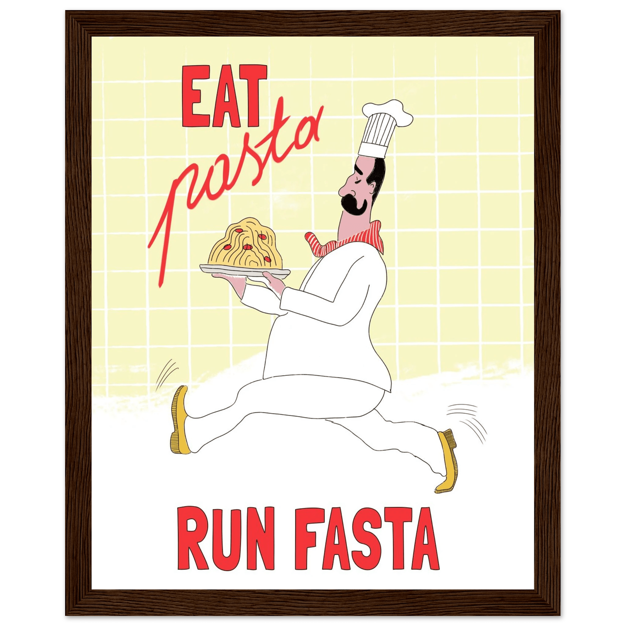 Eat Pasta Run Fasta Poster – Playful Kitchen Wall Art Print (Digital & Printed Options) - Evergreen Posters