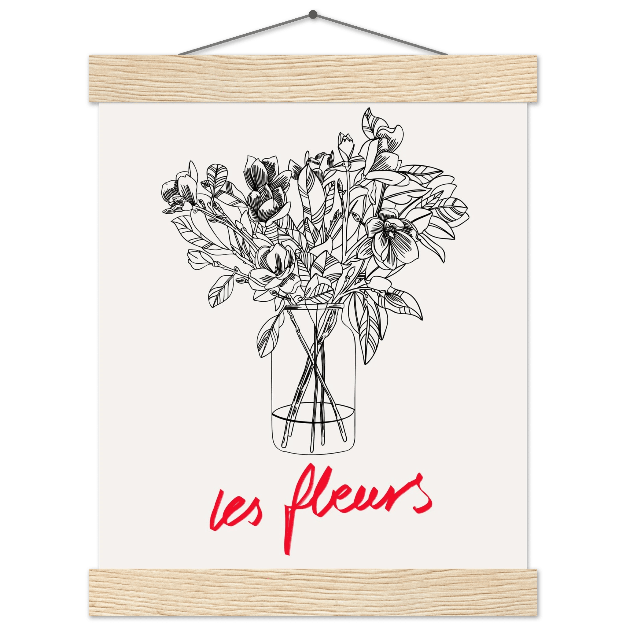 Les Fleurs Botanical Poster | French Flower Line Art Print | Minimalist Floral Wall Decor - Evergreen Posters