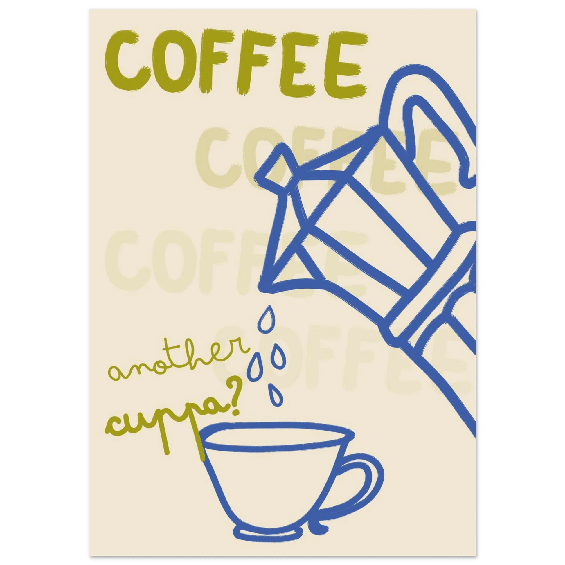 Coffee Print | Another Cuppa Moka Pot Wall Art | Kitchen Coffee Poster - Evergreen Posters