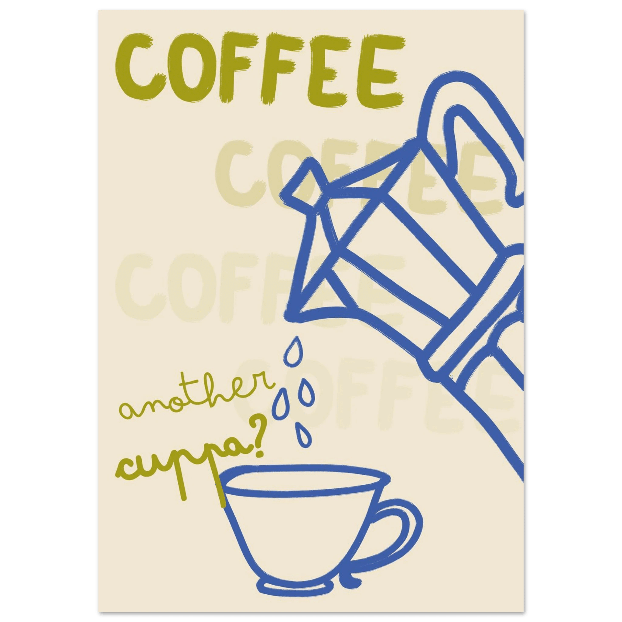 Coffee Print | Another Cuppa Moka Pot Wall Art | Kitchen Coffee Poster - Evergreen Posters