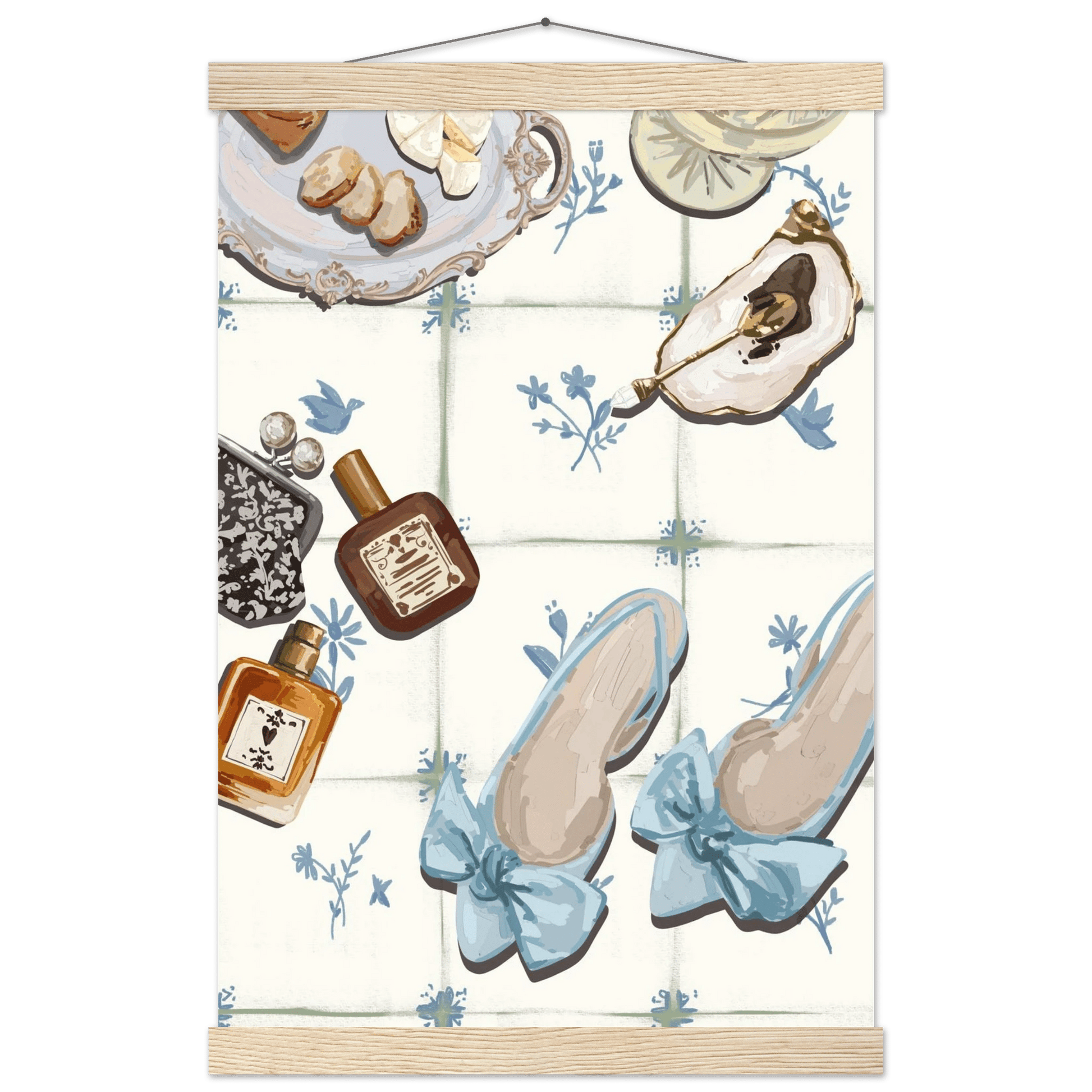 Coquette Art Print | French Girl Aesthetic Poster | Bow Ballet Flats Parisian Decor - Evergreen Posters
