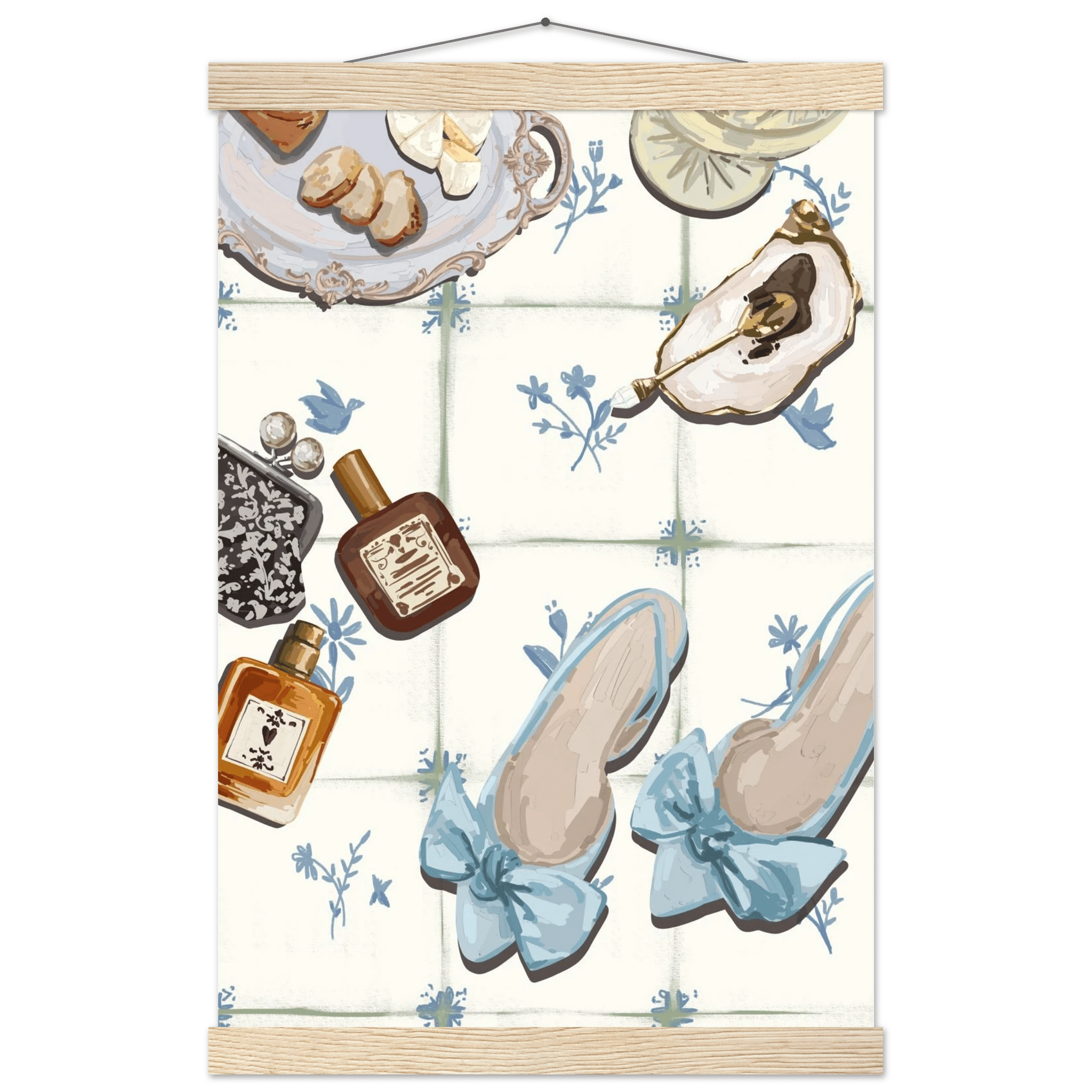 Coquette Art Print | French Girl Aesthetic Poster | Bow Ballet Flats Parisian Decor - Evergreen Posters