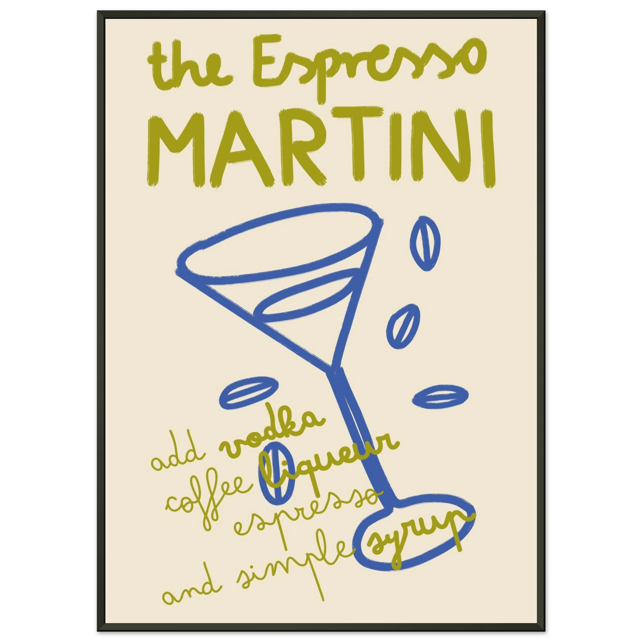 Espresso Martini Print | Cocktail Recipe Wall Art | Kitchen Bar Poster - Evergreen Posters