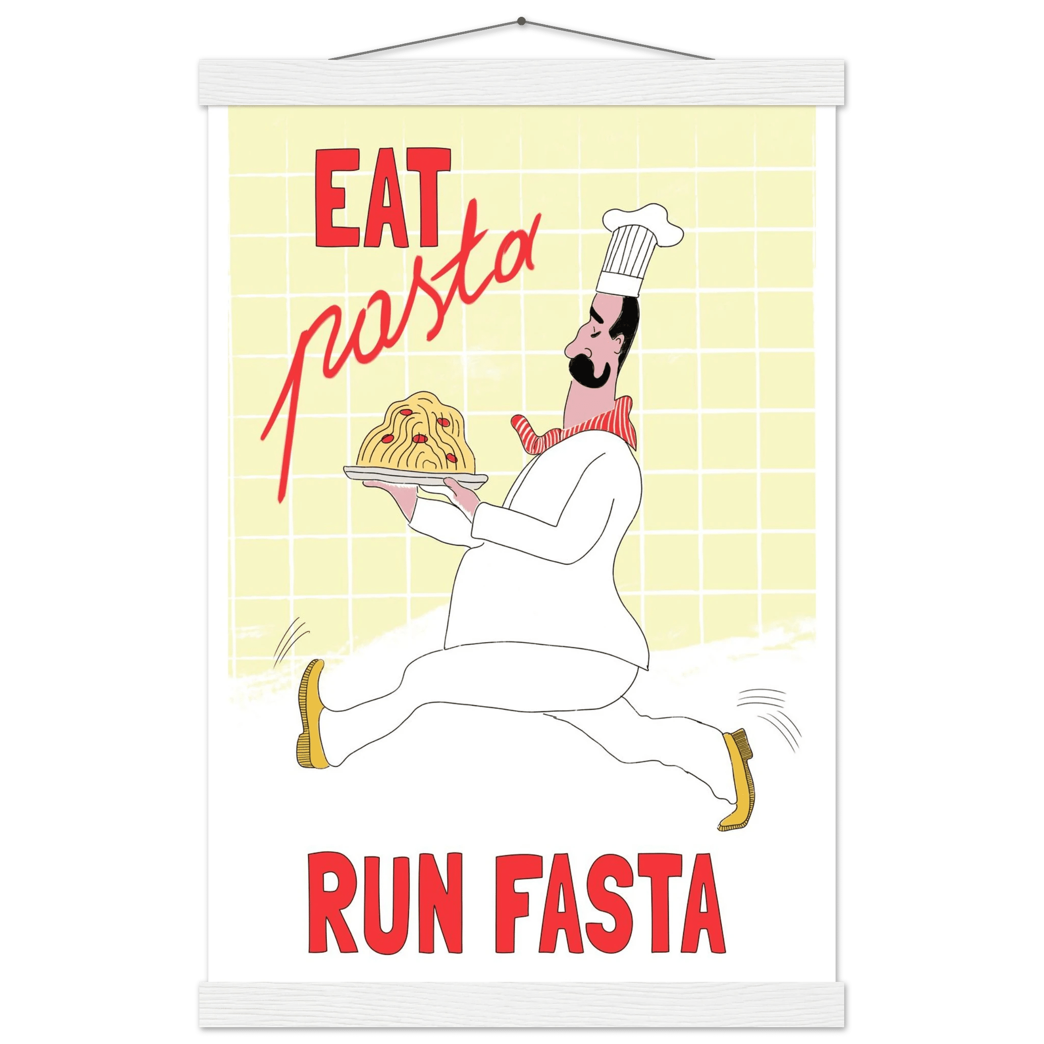 Eat Pasta Run Fasta Poster – Playful Kitchen Wall Art Print (Digital & Printed Options) - Evergreen Posters