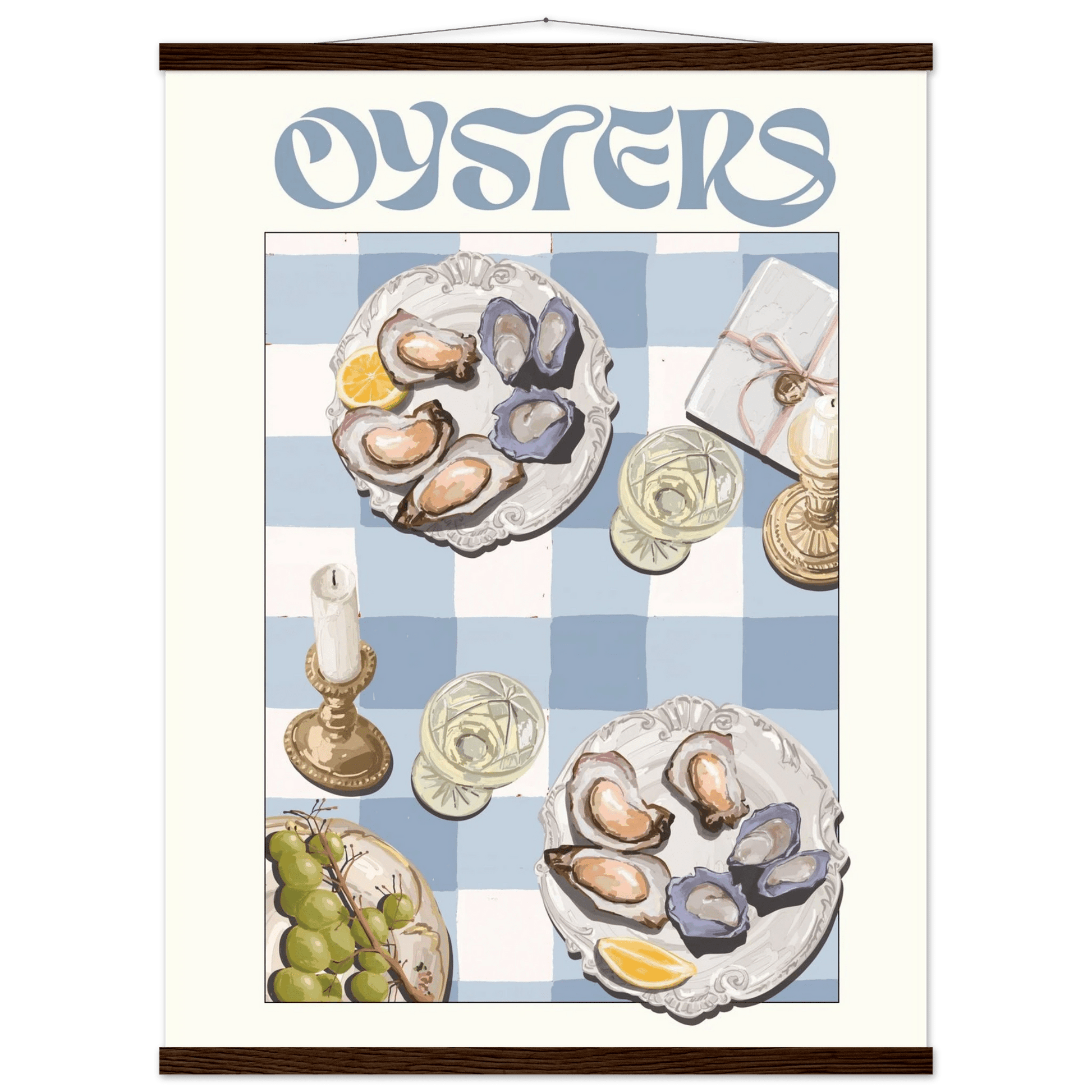 Oysters Poster – Playful Seafood Kitchen Wall Art Print (Digital & Printed Options) - Evergreen Posters