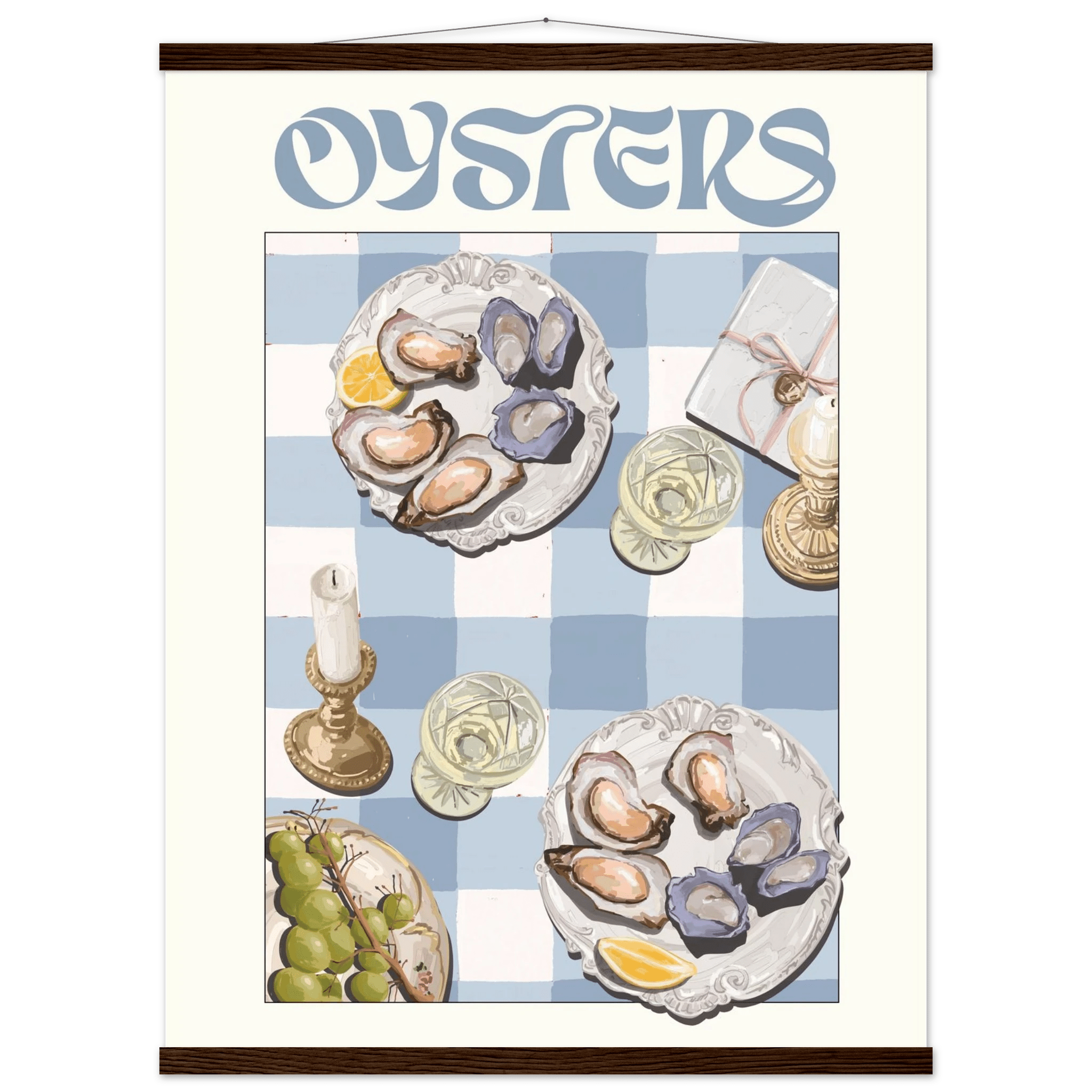 Oysters Poster – Playful Seafood Kitchen Wall Art Print (Digital & Printed Options) - Evergreen Posters