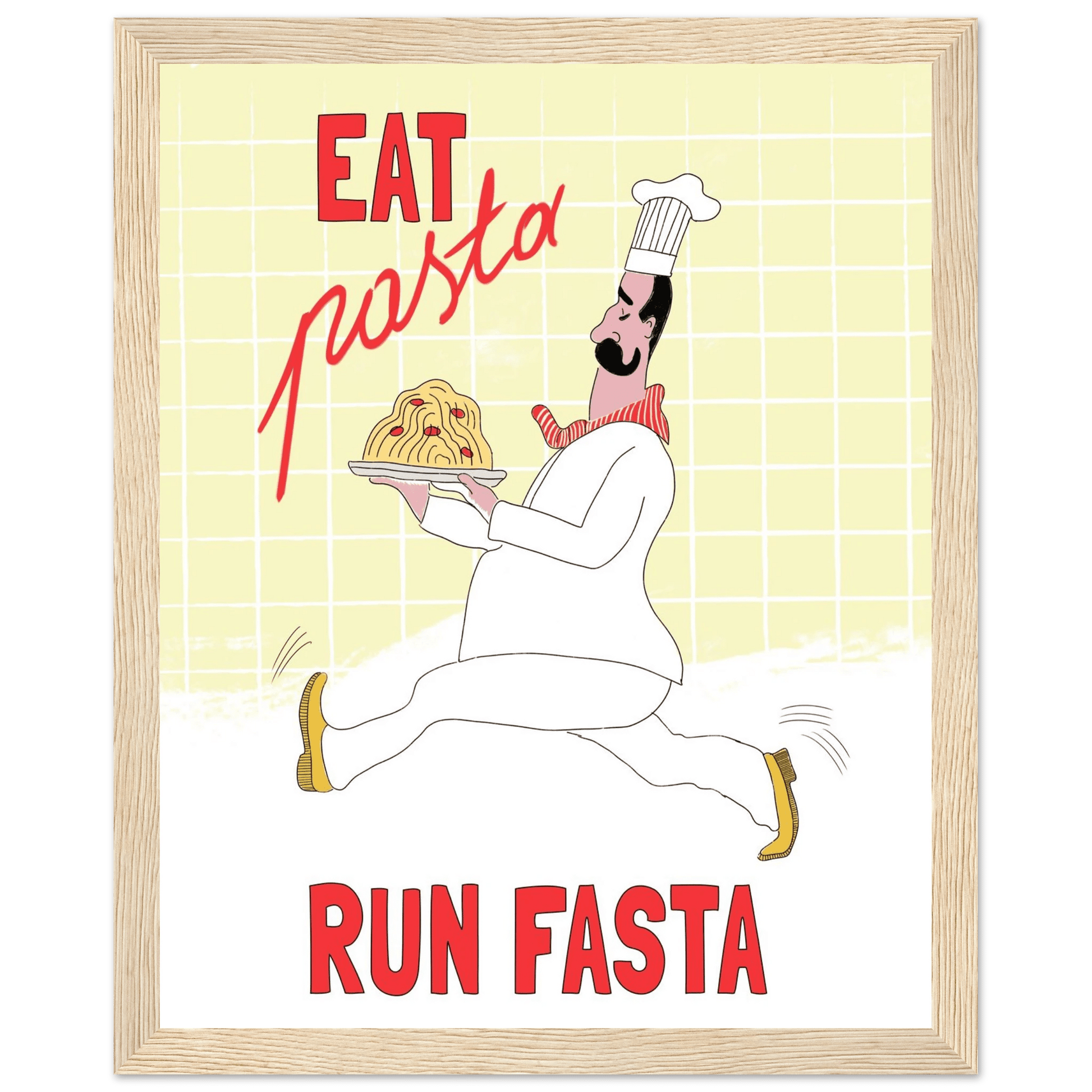 Eat Pasta Run Fasta Poster – Playful Kitchen Wall Art Print (Digital & Printed Options) - Evergreen Posters