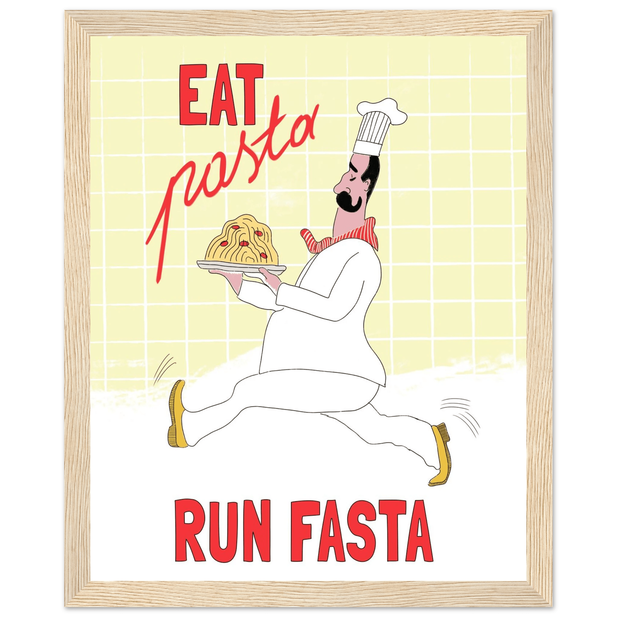 Eat Pasta Run Fasta Poster – Playful Kitchen Wall Art Print (Digital & Printed Options) - Evergreen Posters