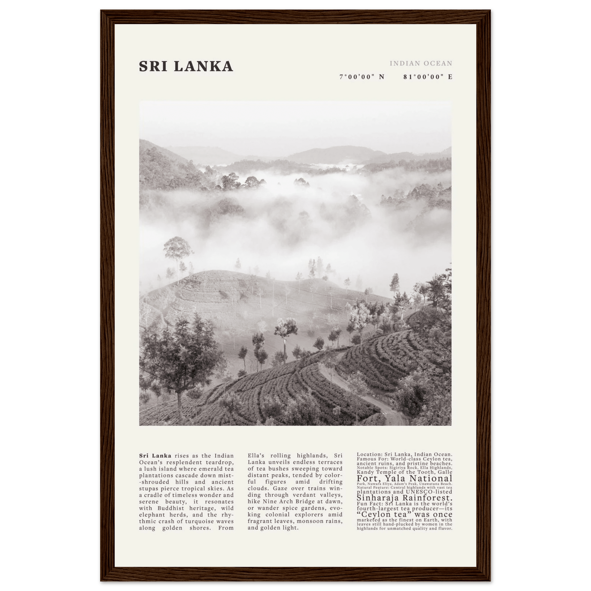 Sri Lanka Poster Black and White – Vintage Ceylon Tea Plantation Print (Digital & Printed Options) - Evergreen Posters