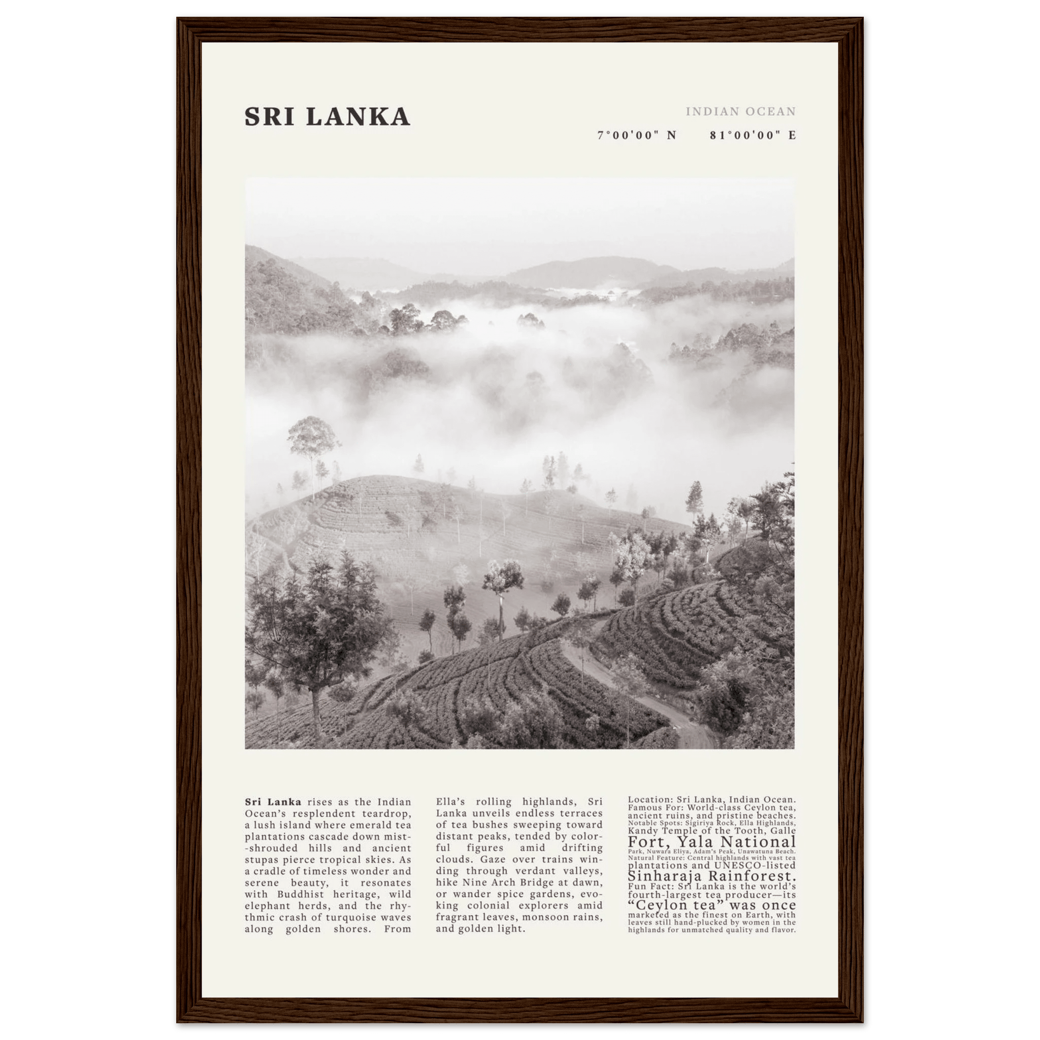 Sri Lanka Poster Black and White – Vintage Ceylon Tea Plantation Print (Digital & Printed Options) - Evergreen Posters