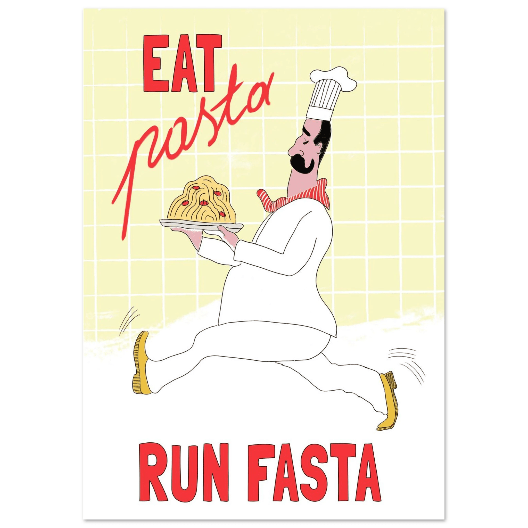 Eat Pasta Run Fasta Poster – Playful Kitchen Wall Art Print (Digital & Printed Options) - Evergreen Posters
