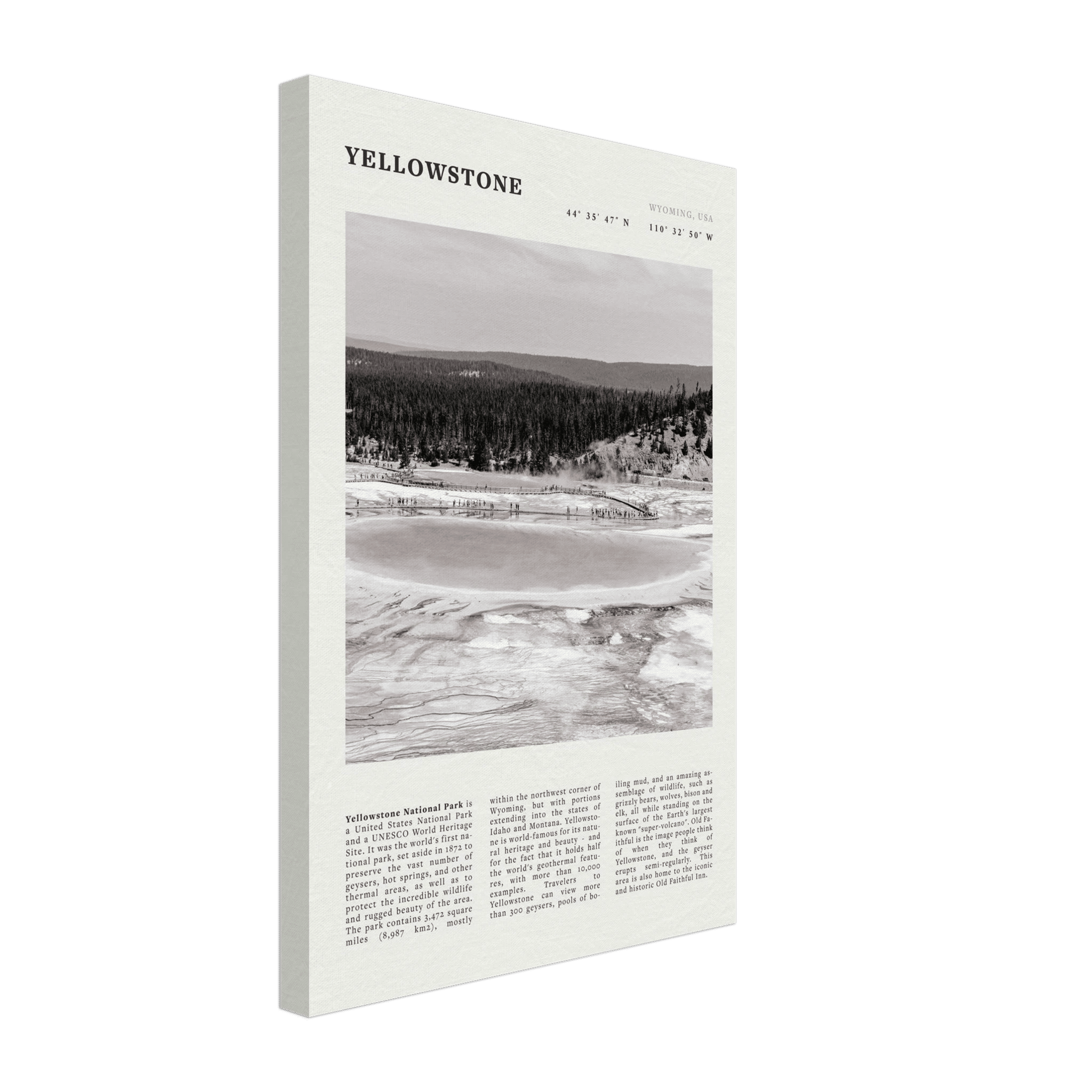 Yellowstone Poster | Black & White Grand Prismatic Spring Wall Art | WY Print - Evergreen Posters