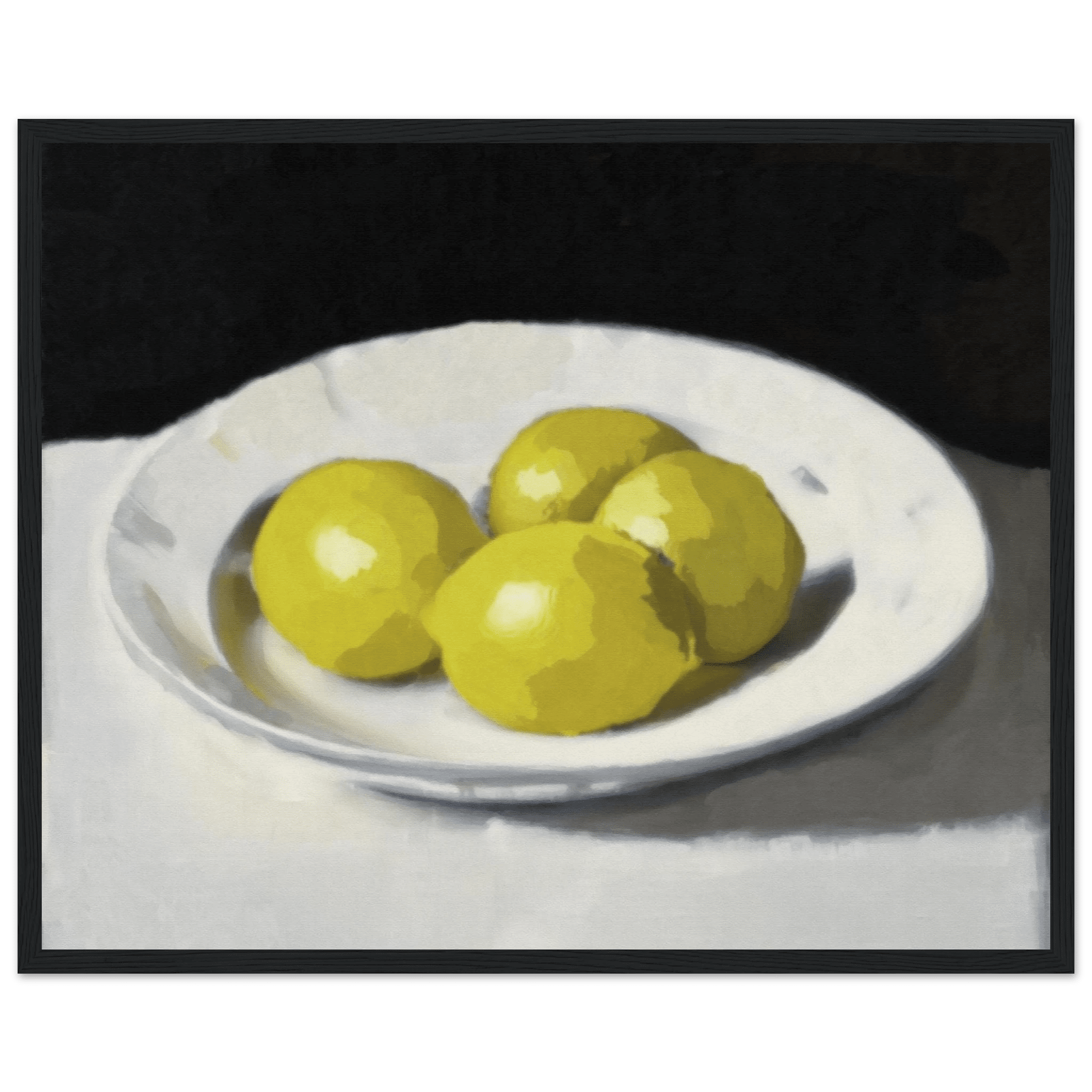 Lemons Print | Three Lemons Oil Painting Wall Art | Kitchen Still Life Poster - Evergreen Posters