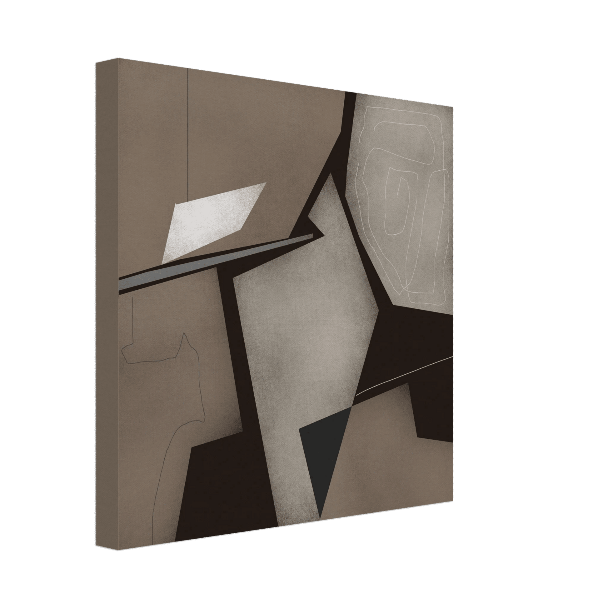 Taupe & Black Geometric Abstract Poster | Modern Square Wall Art | Neutral Decor Print - Evergreen Posters