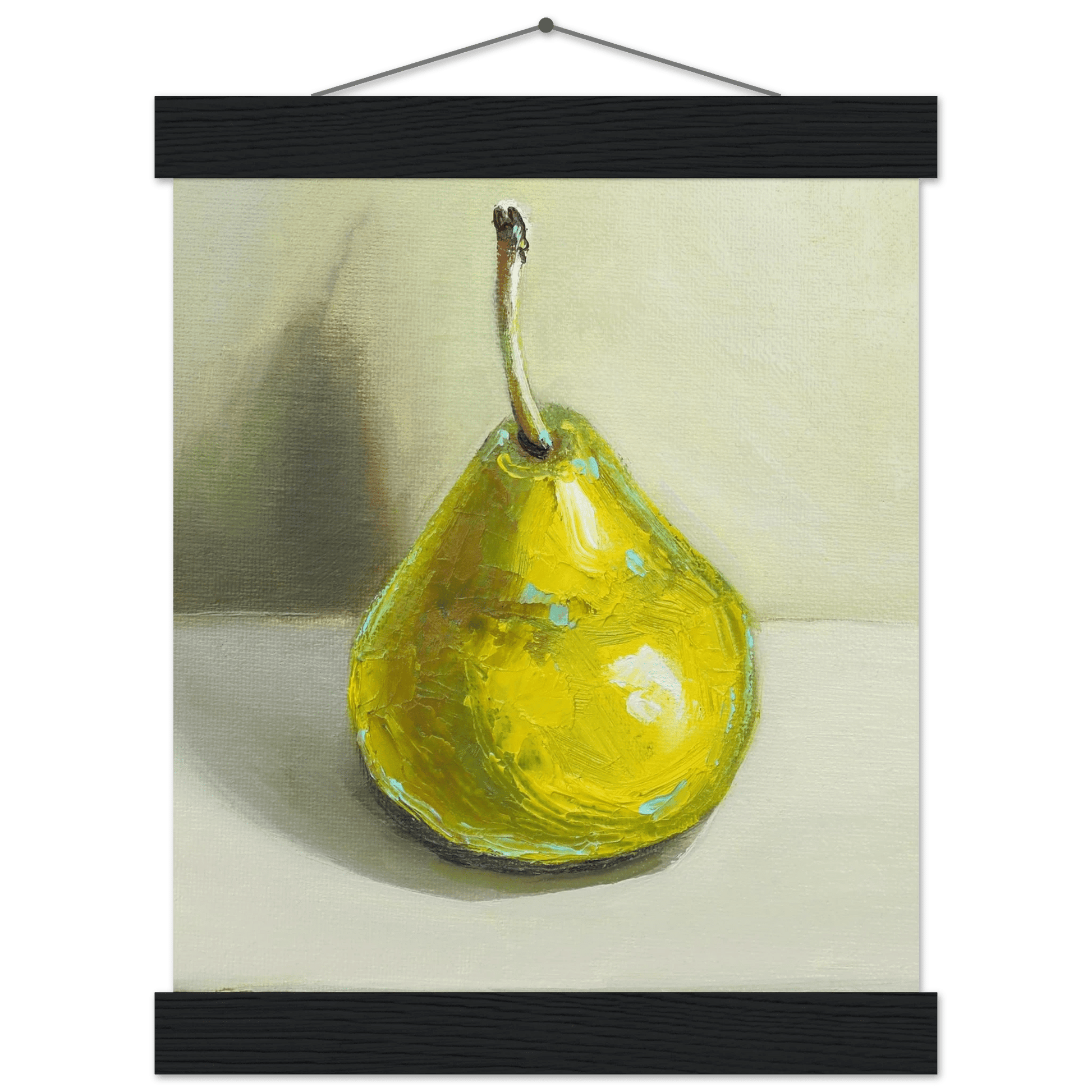Pear Print | Green Pear Oil Painting Wall Art | Kitchen Poster - Evergreen Posters