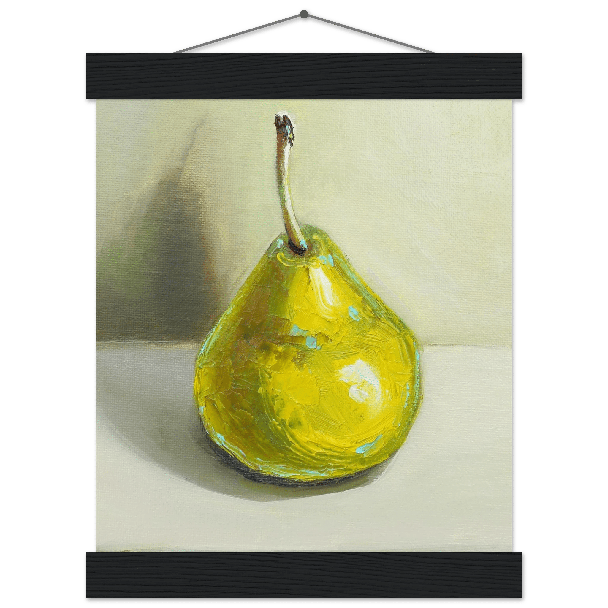 Pear Print | Green Pear Oil Painting Wall Art | Kitchen Poster - Evergreen Posters