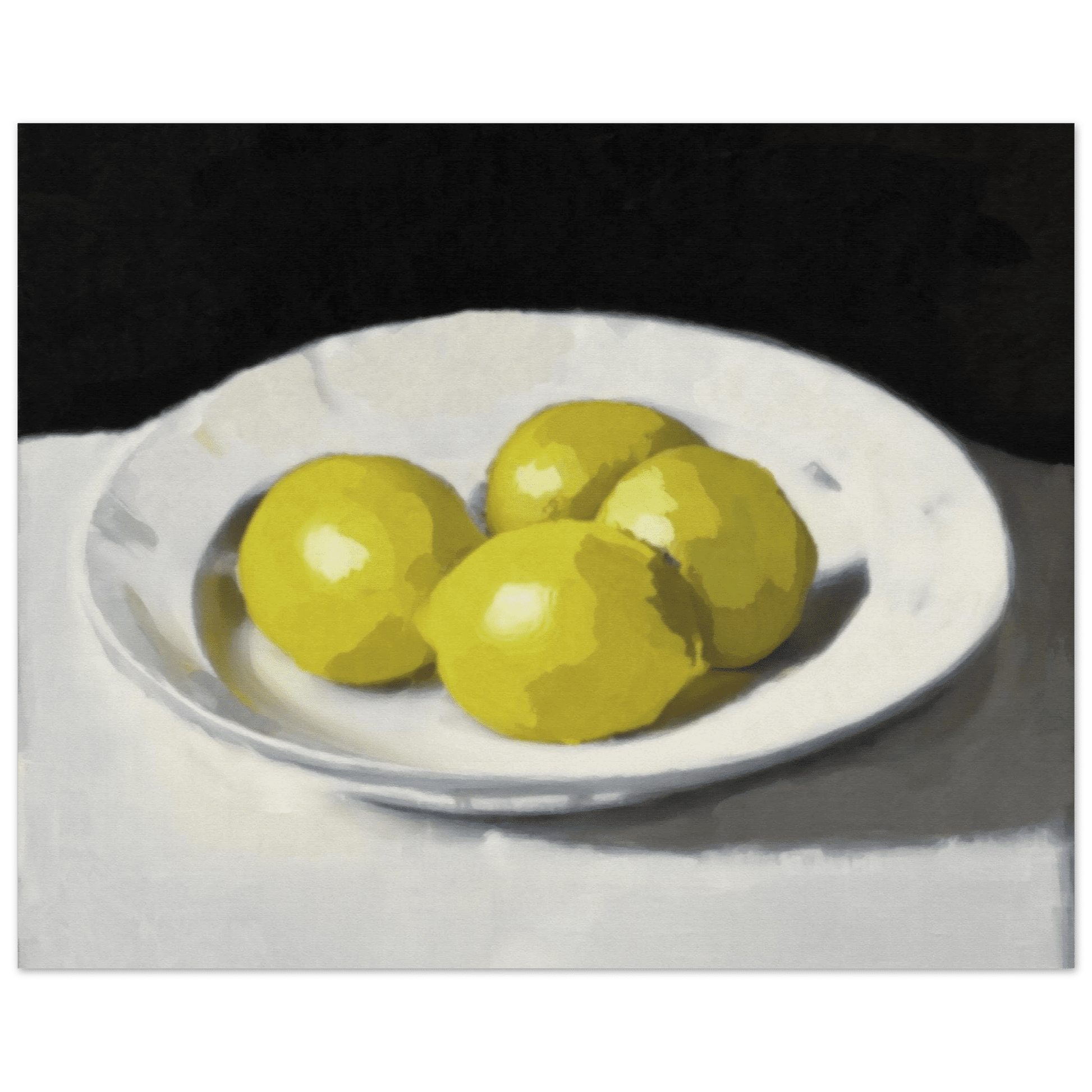 Lemons Print | Three Lemons Oil Painting Wall Art | Kitchen Still Life Poster - Evergreen Posters