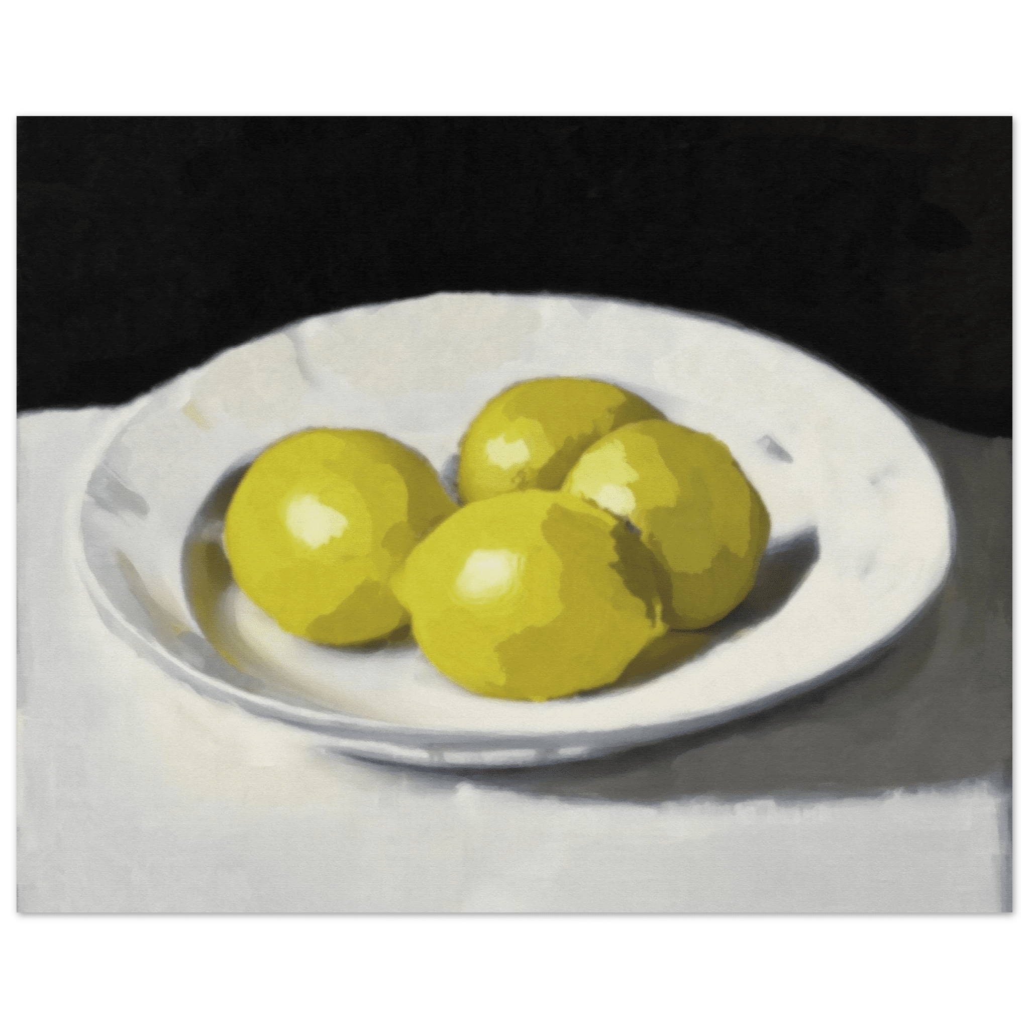 Lemons Print | Three Lemons Oil Painting Wall Art | Kitchen Still Life Poster - Evergreen Posters
