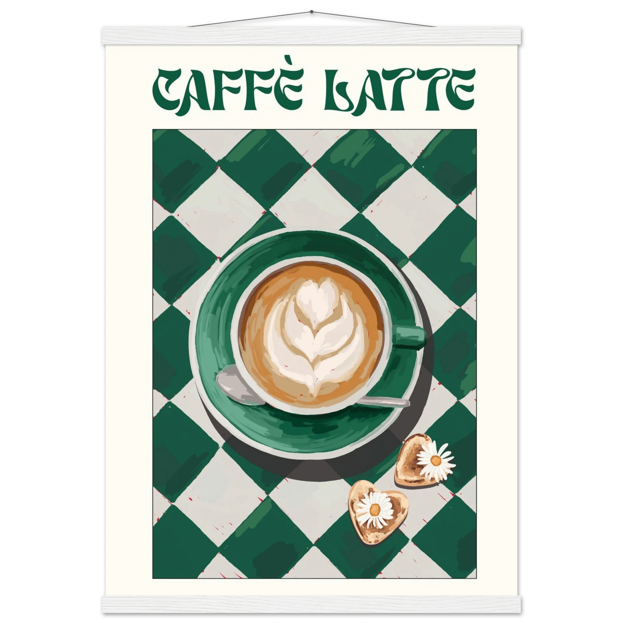 Caffè Latte Poster – Playful Coffee Kitchen Wall Art Print (Digital & Printed Options) - Evergreen Posters