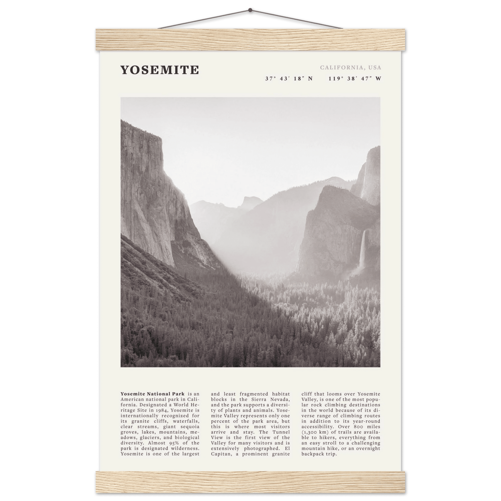 Yosemite Poster | Black & White National Park Wall Art | California Nature Print - Evergreen Posters