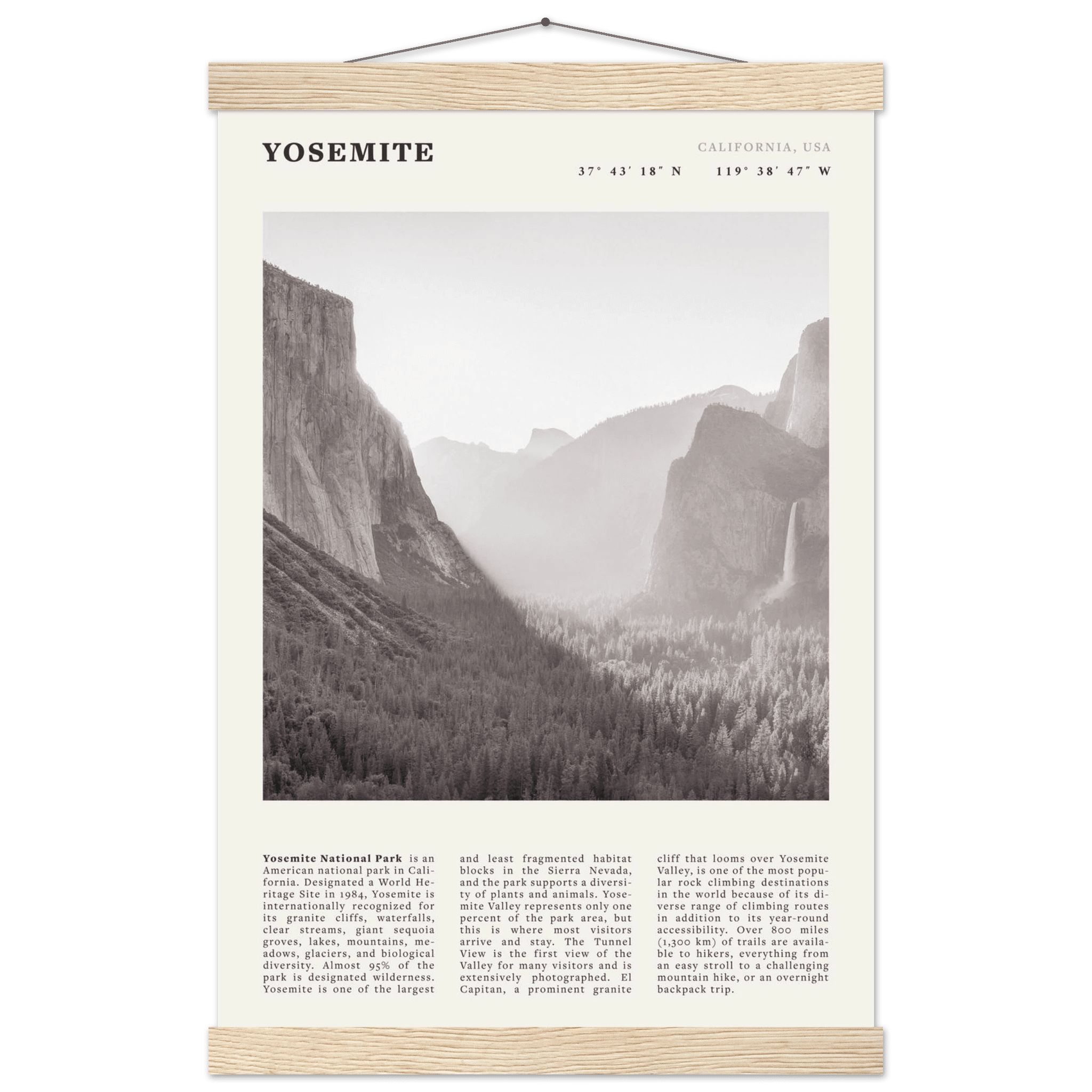 Yosemite Poster | Black & White National Park Wall Art | California Nature Print - Evergreen Posters